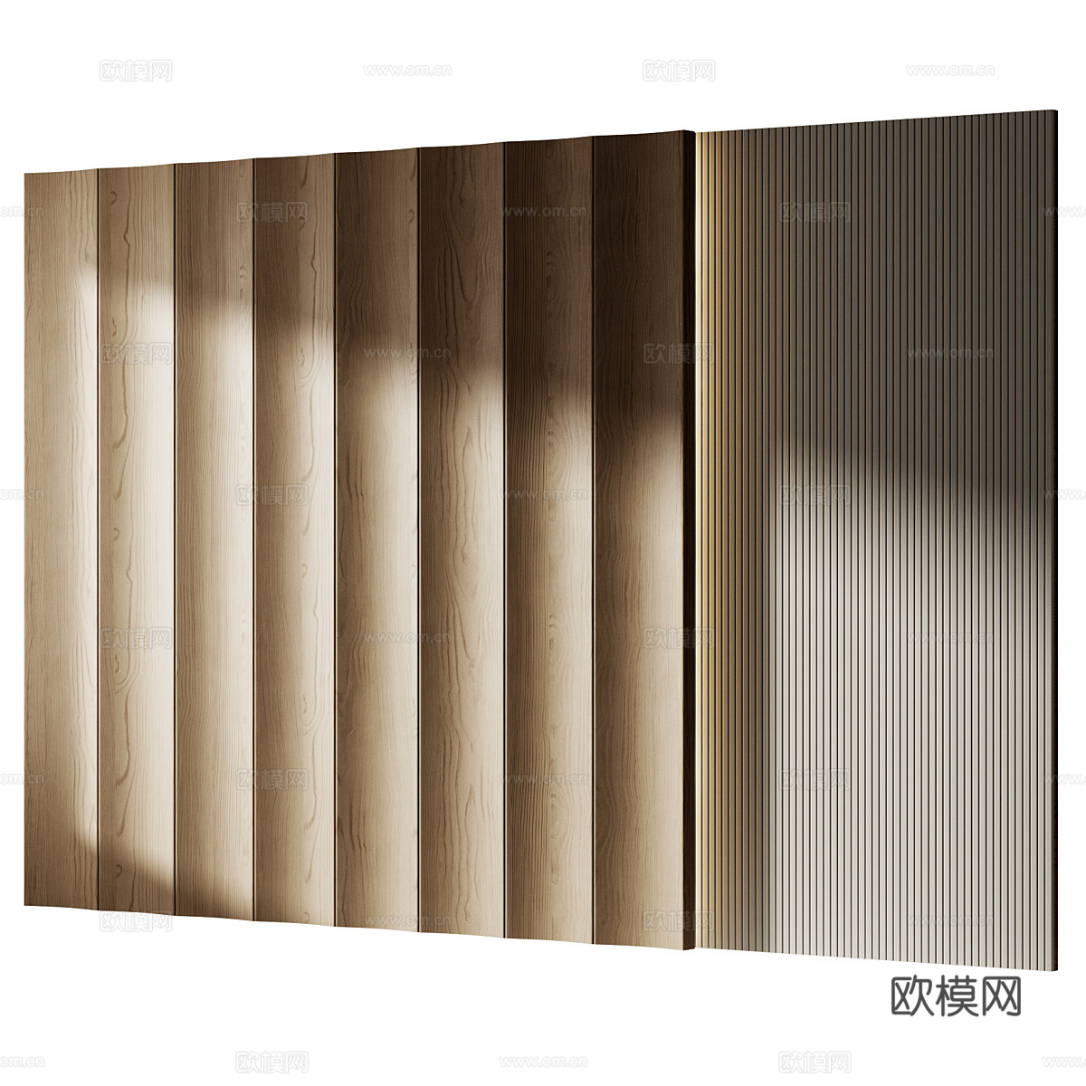 新中式装饰墙板 格栅板3d模型