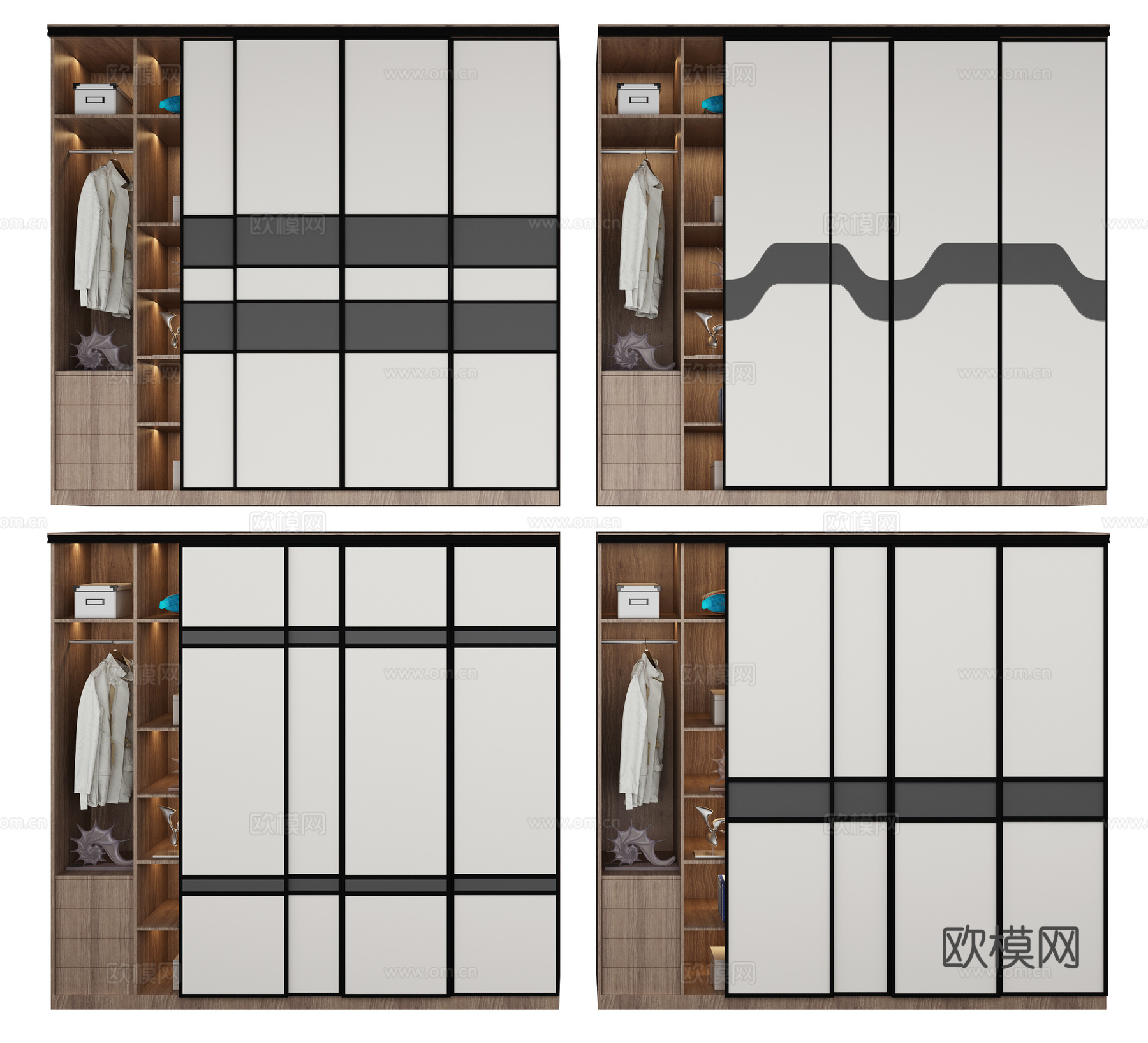 现代衣柜组合3d模型