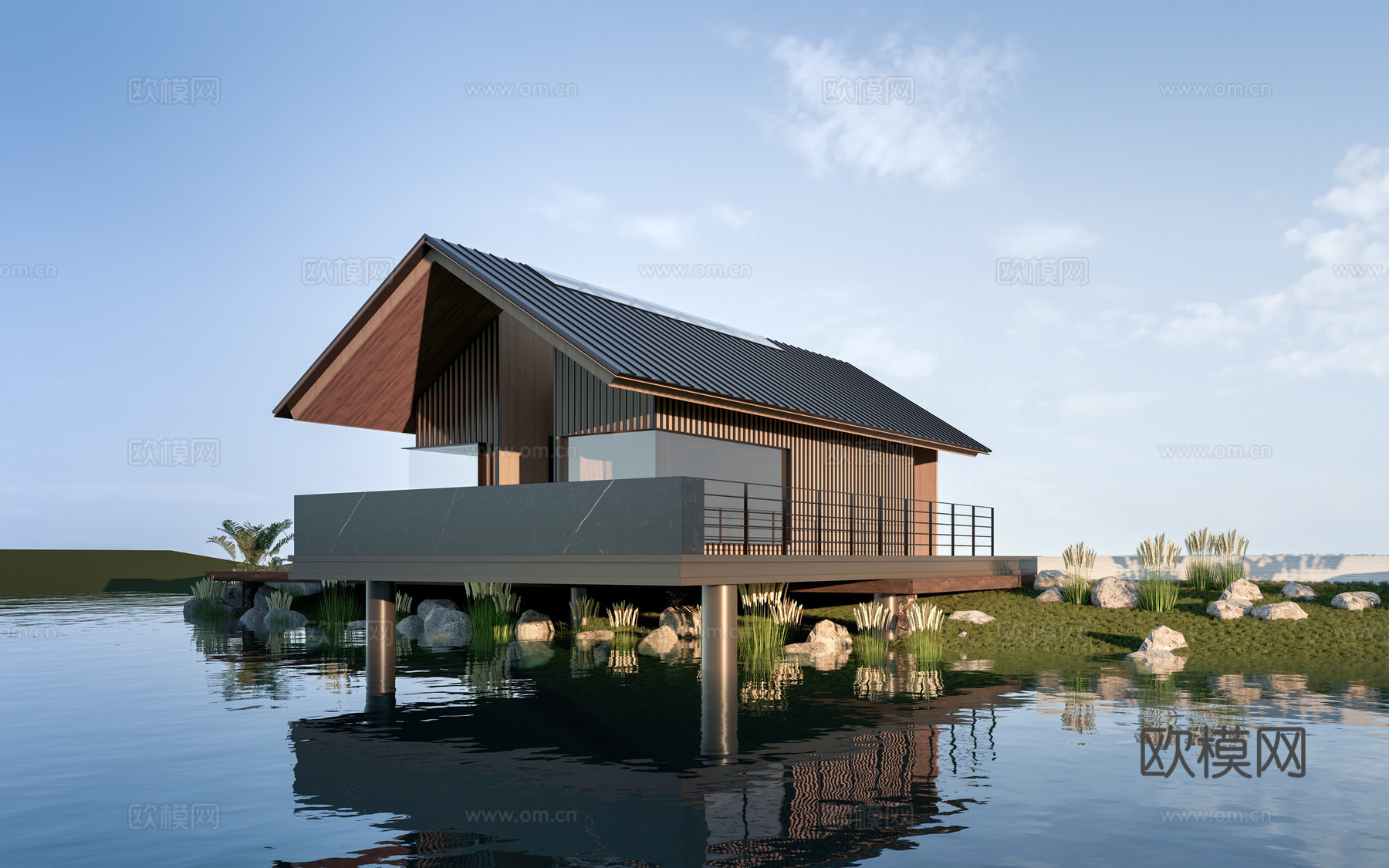 现代木屋建筑 木屋民宿 游客中心建筑 驿站建筑su模型