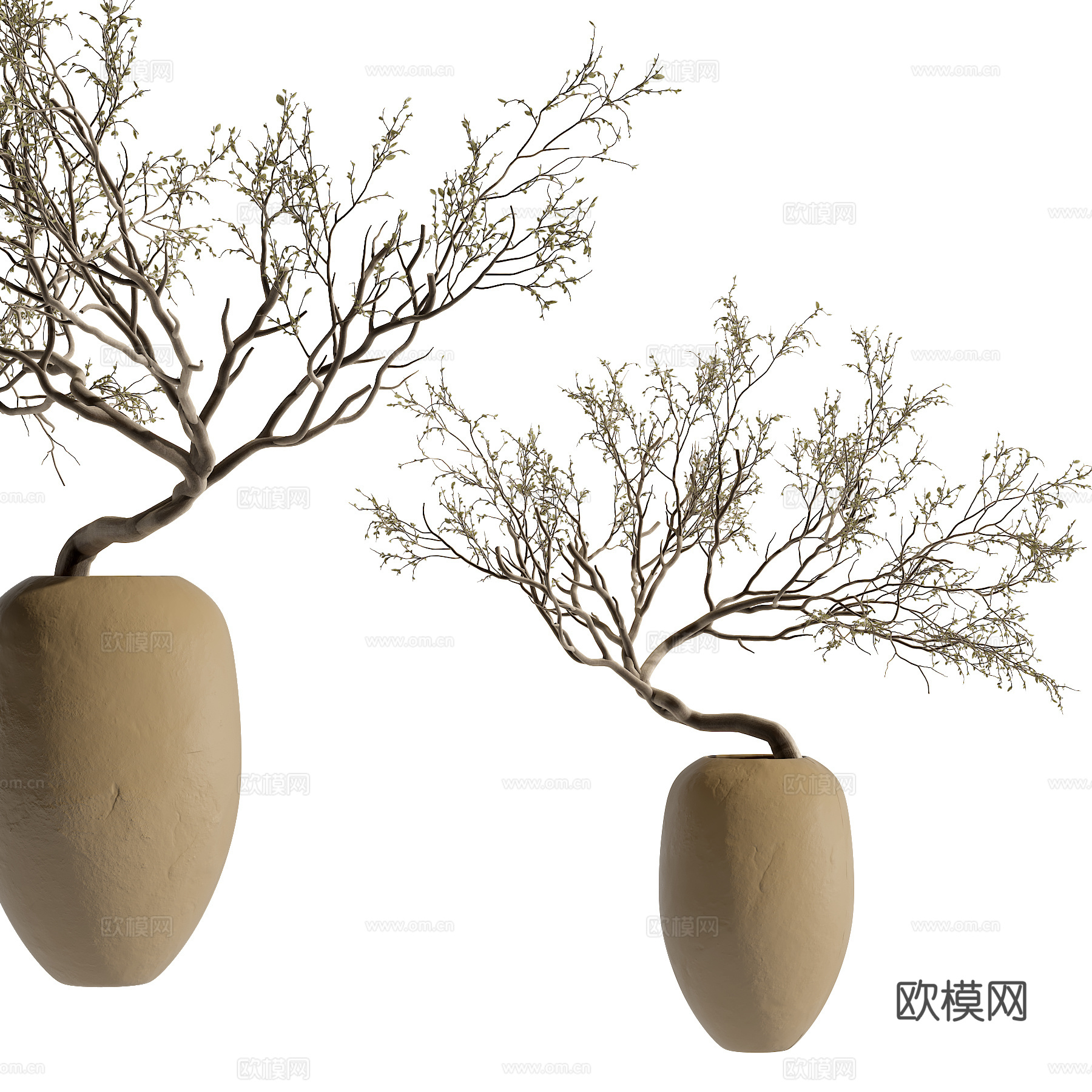 侘寂风干枝摆件su模型