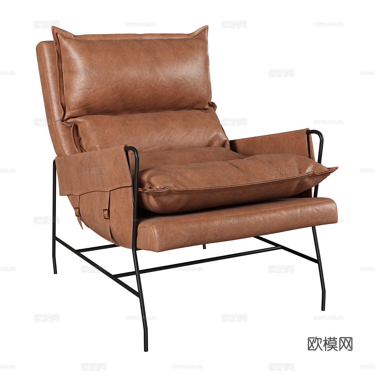 现代意式皮革休闲椅3d模型