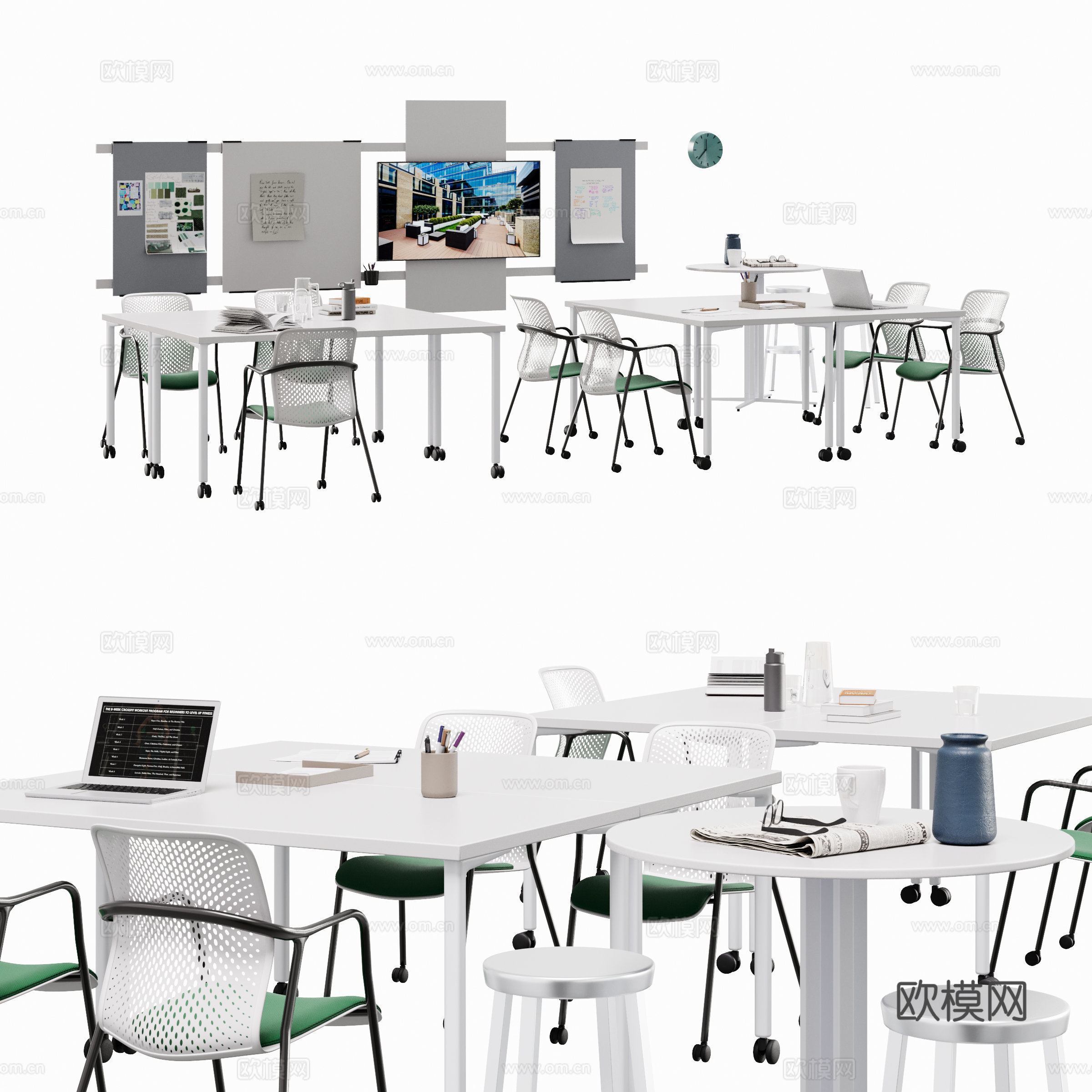 现代办公家具 办公桌椅 办公用品3d模型