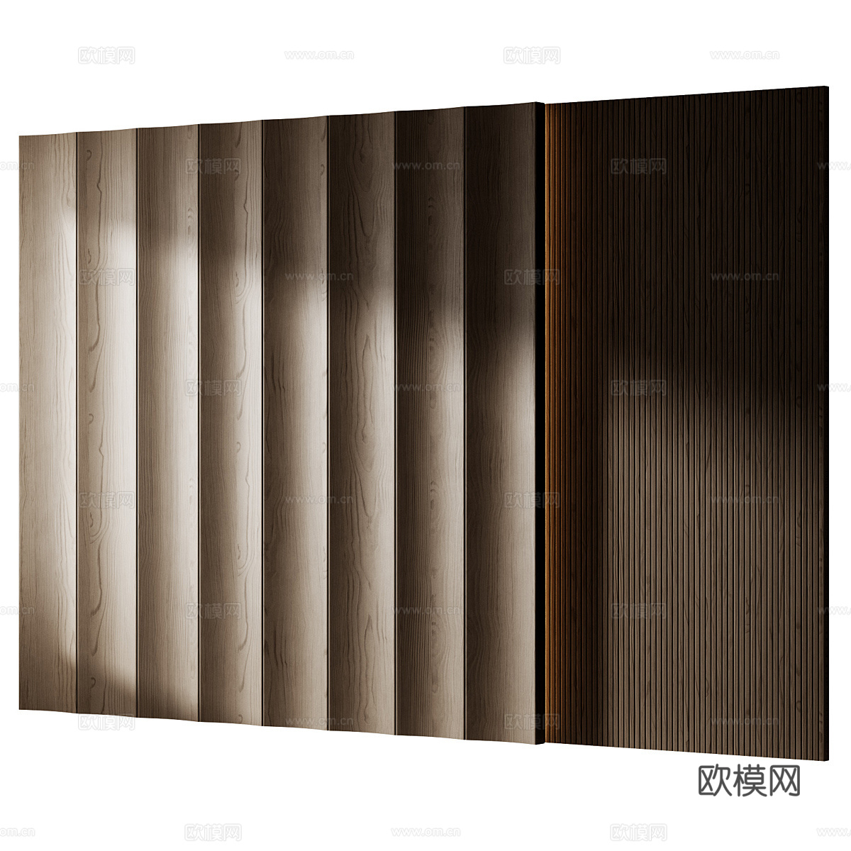 新中式装饰墙板 格栅板3d模型