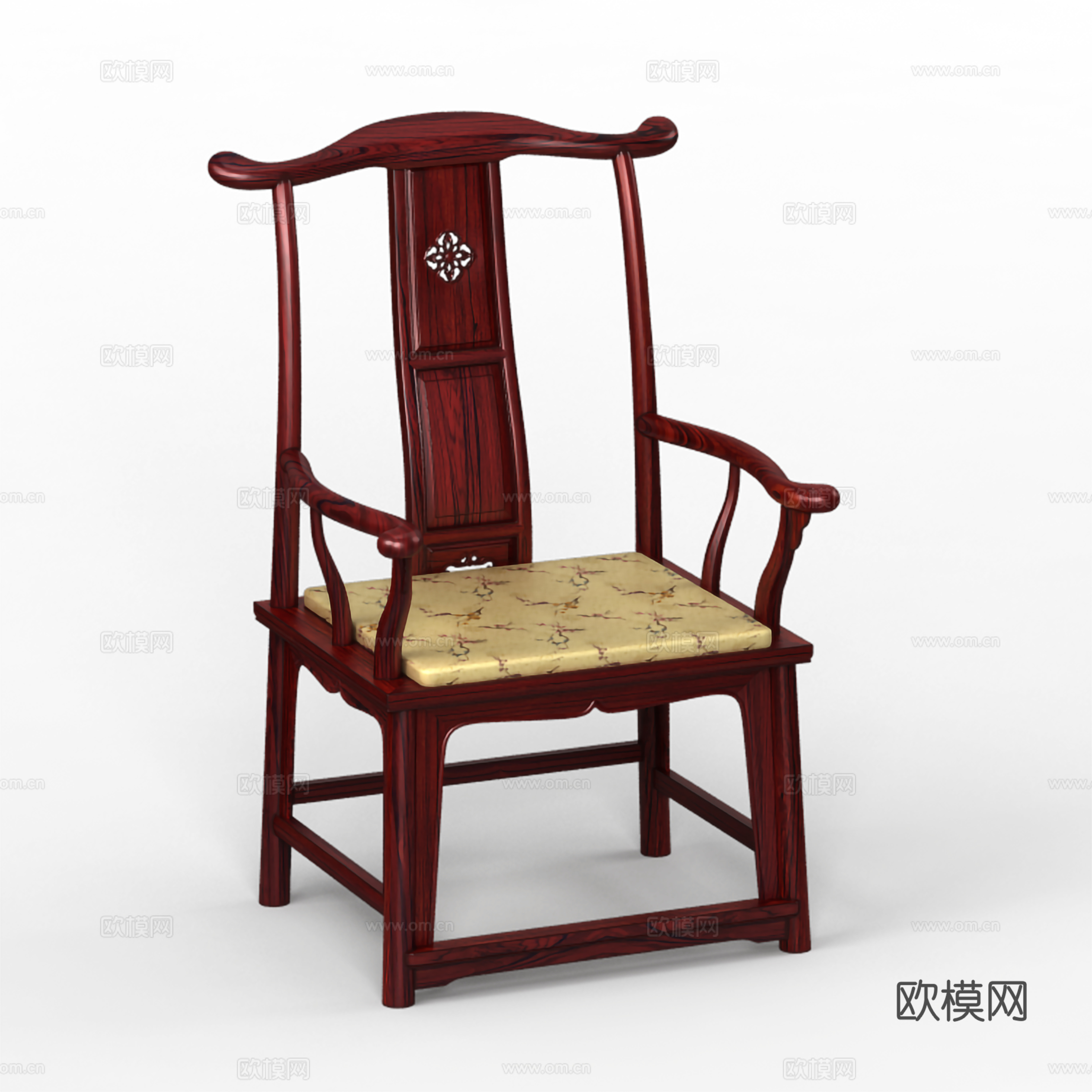 中式官帽椅 茶桌椅 扶手椅 实木红木3d模型