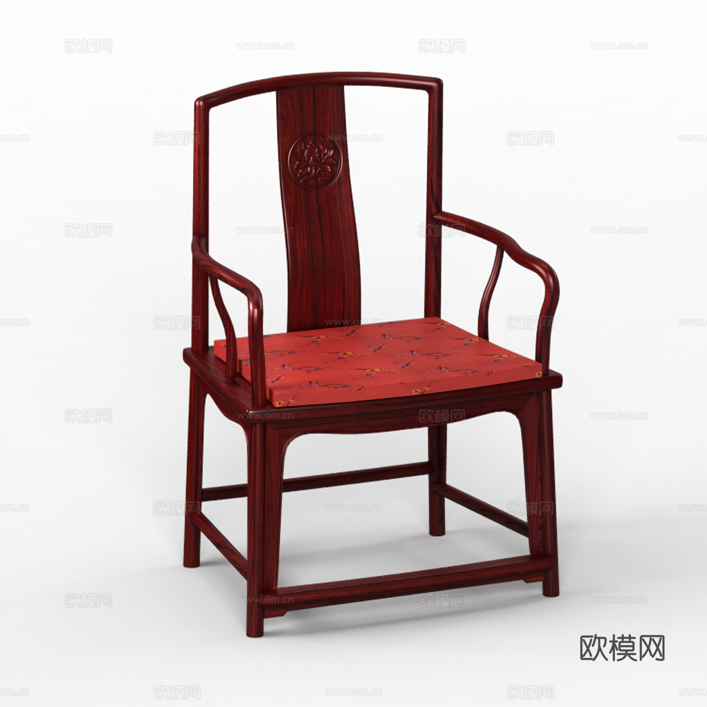中式茶桌椅 餐椅 扶手椅 实木红木3d模型