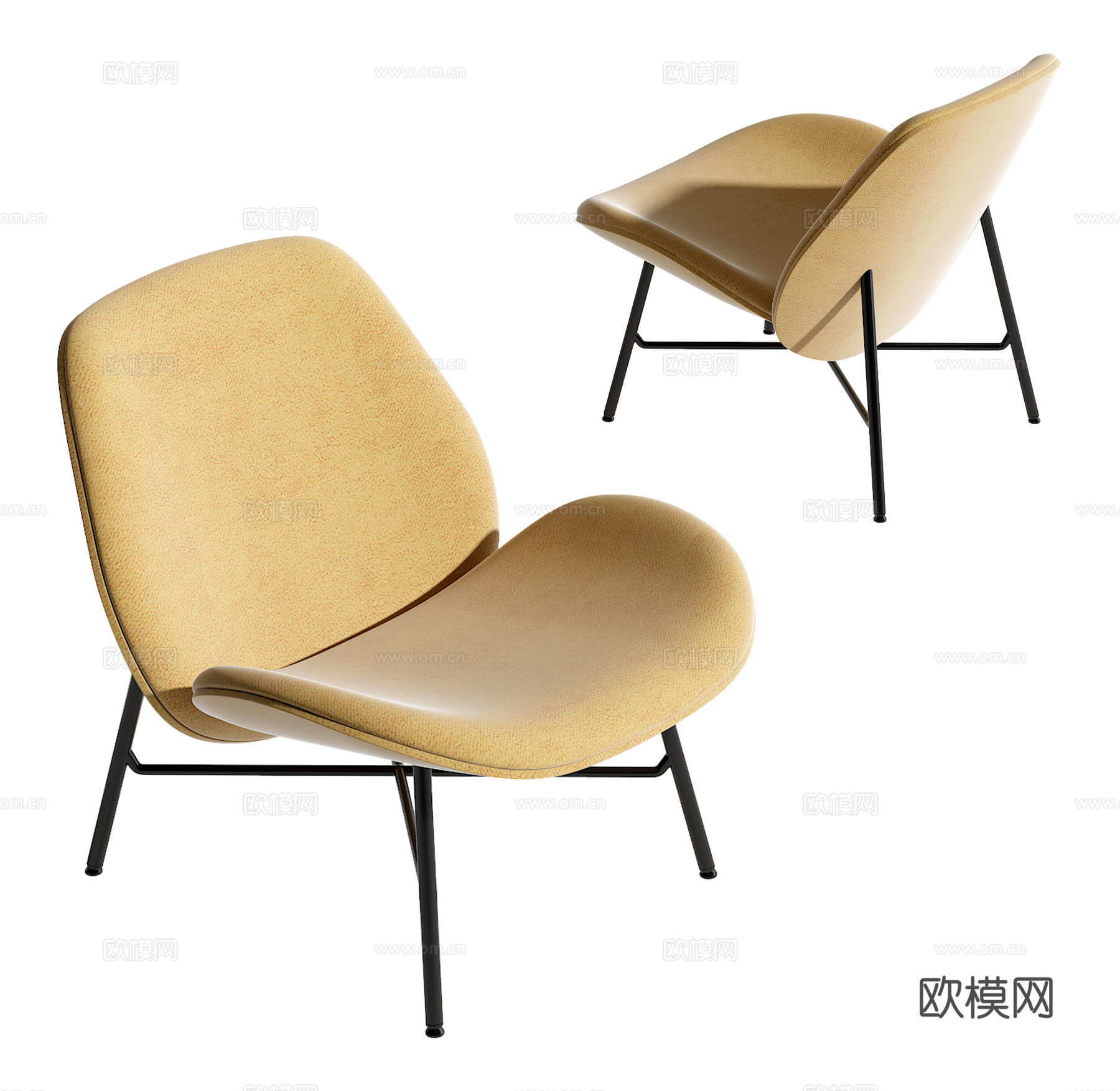 现代休闲椅su模型下载（渲染图1）