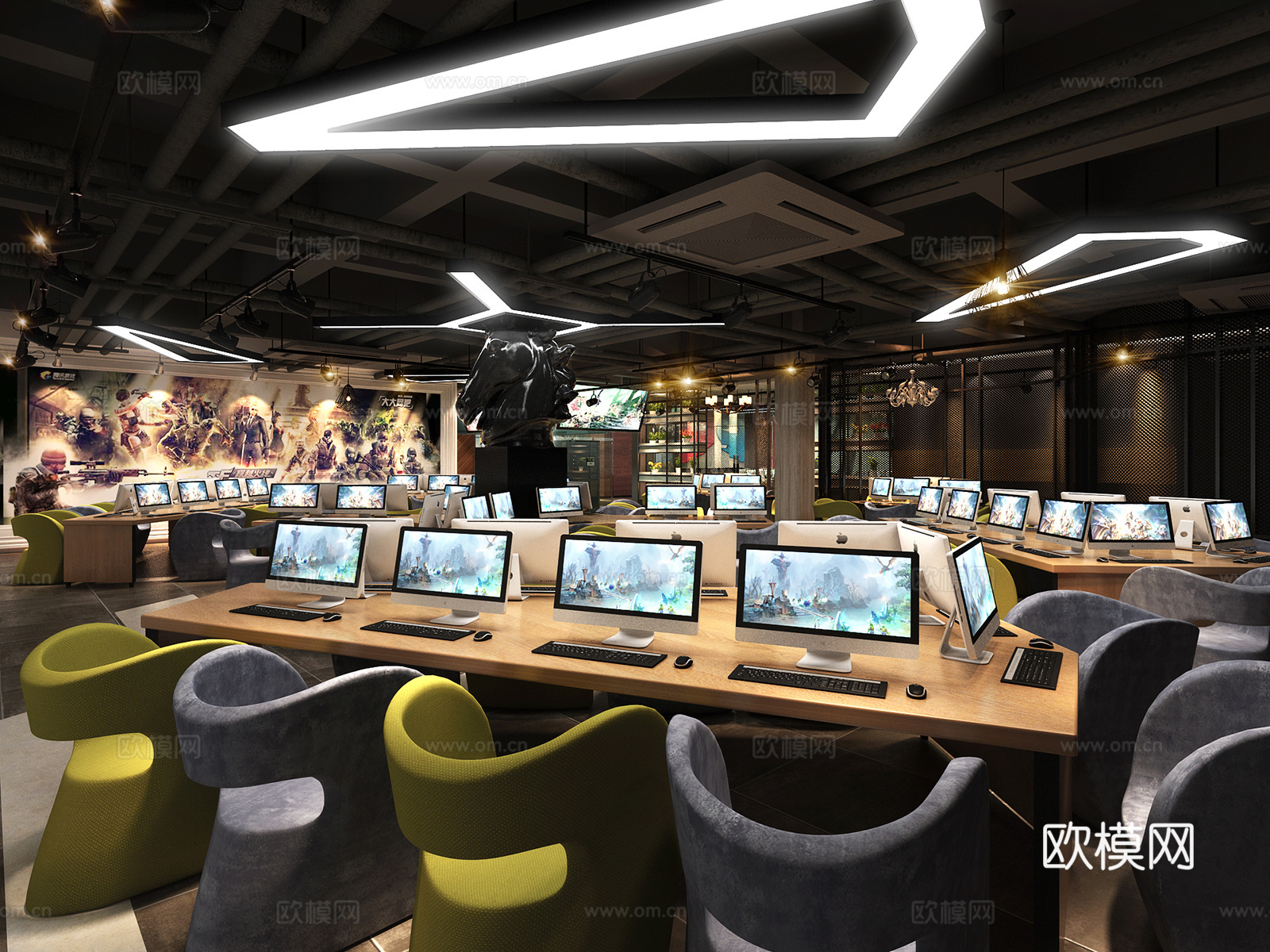 现代网咖3d模型