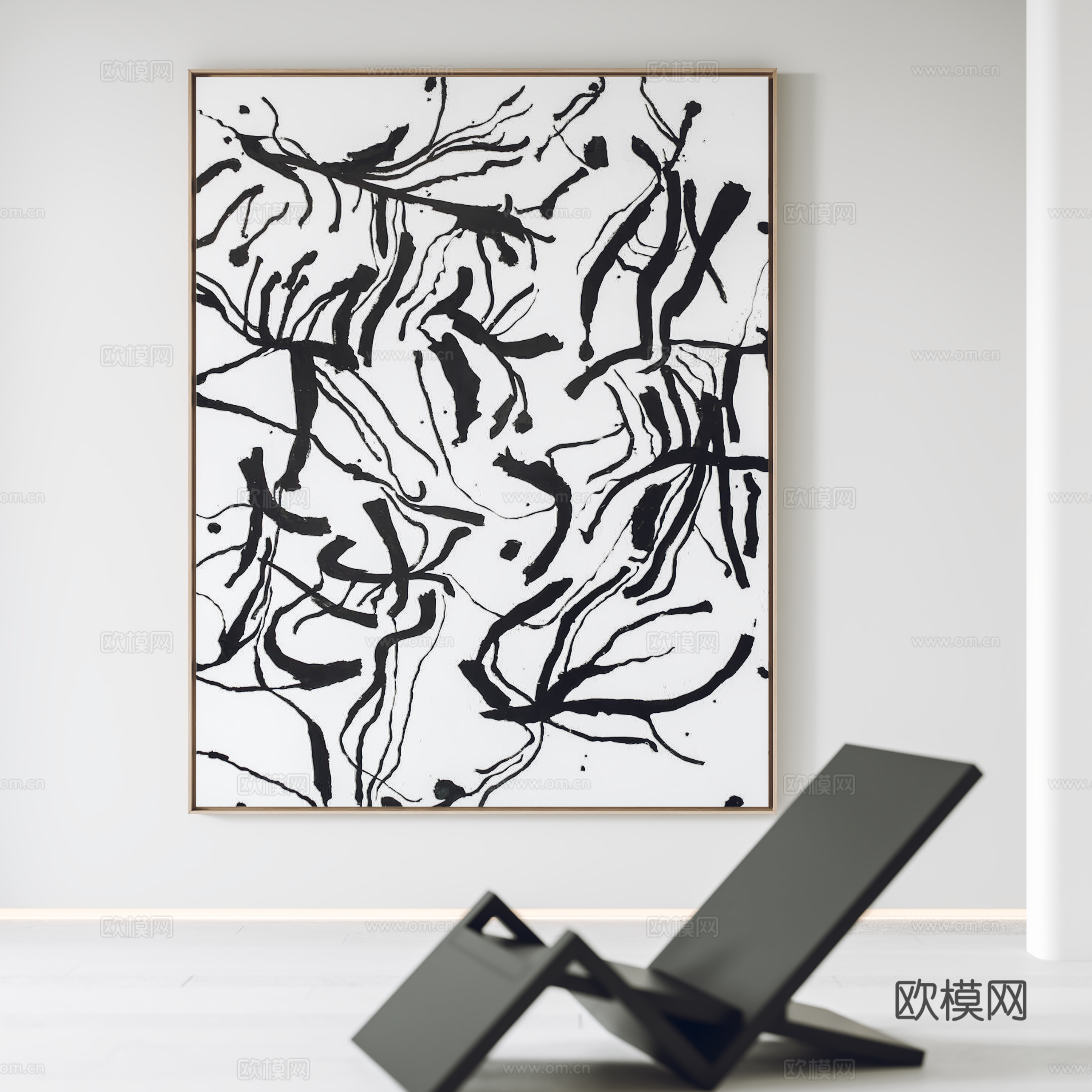 现代挂画 装饰画 休闲椅3d模型