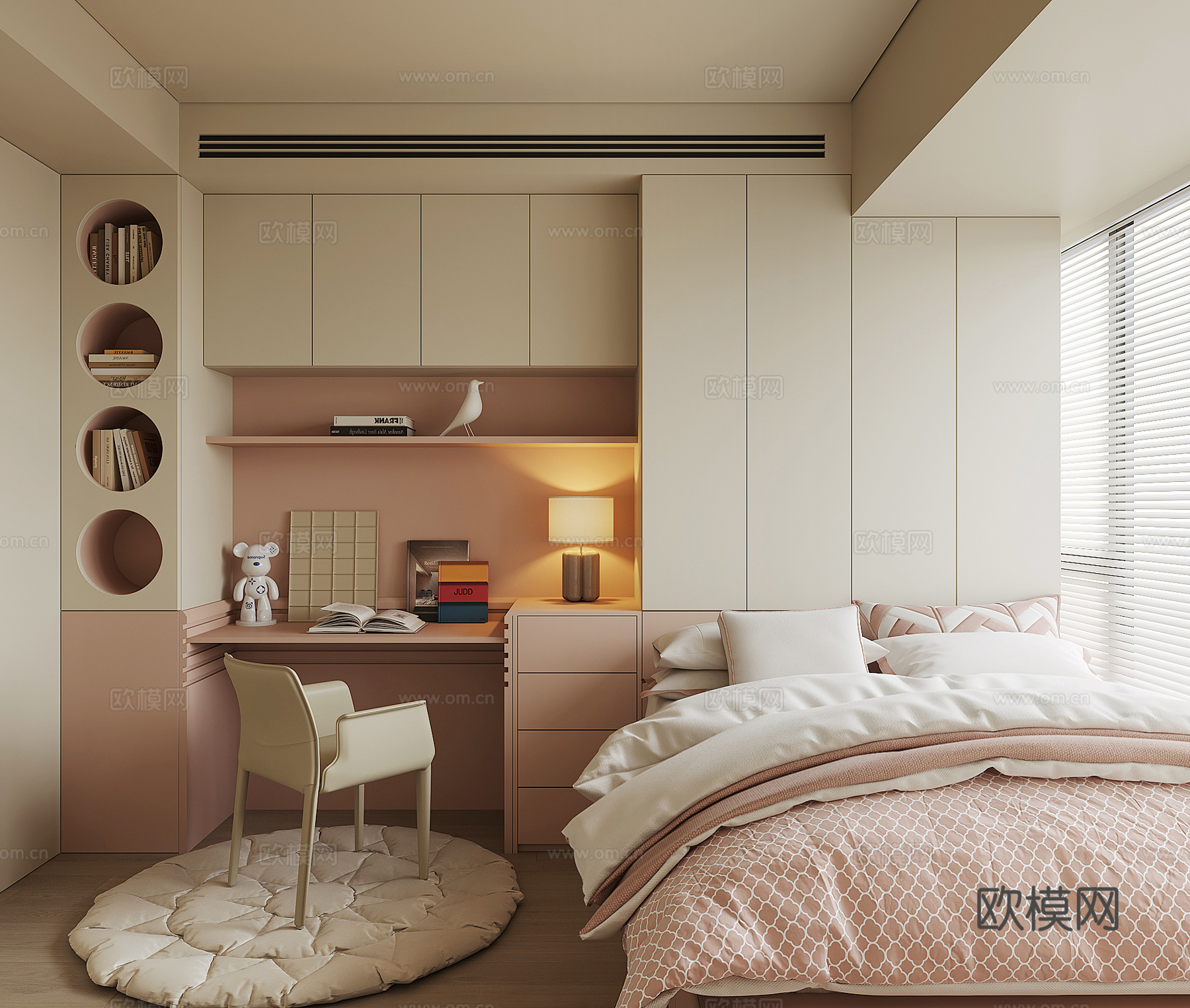 现代榻榻米卧室su模型