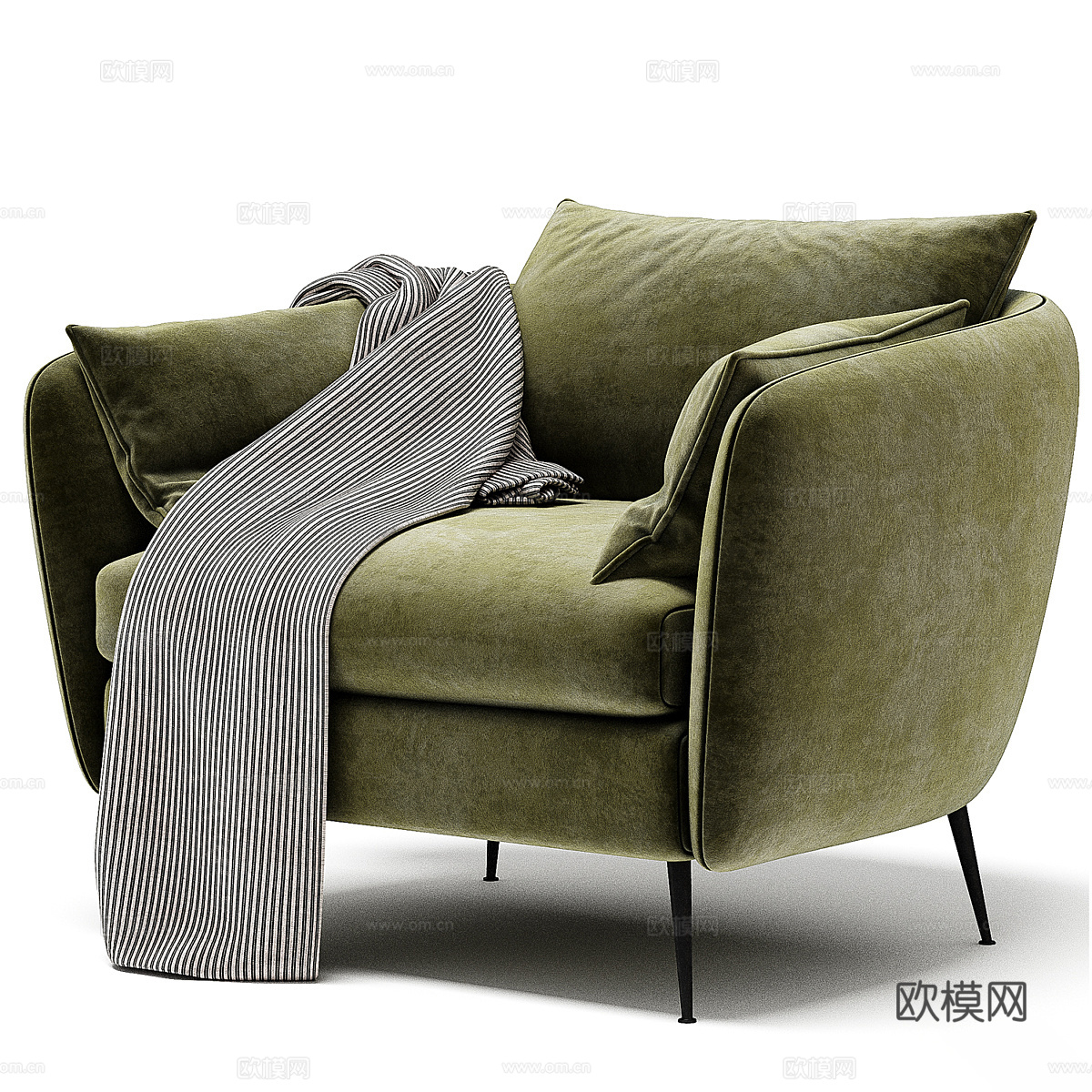 现代意式轻奢布艺扶手椅3d模型