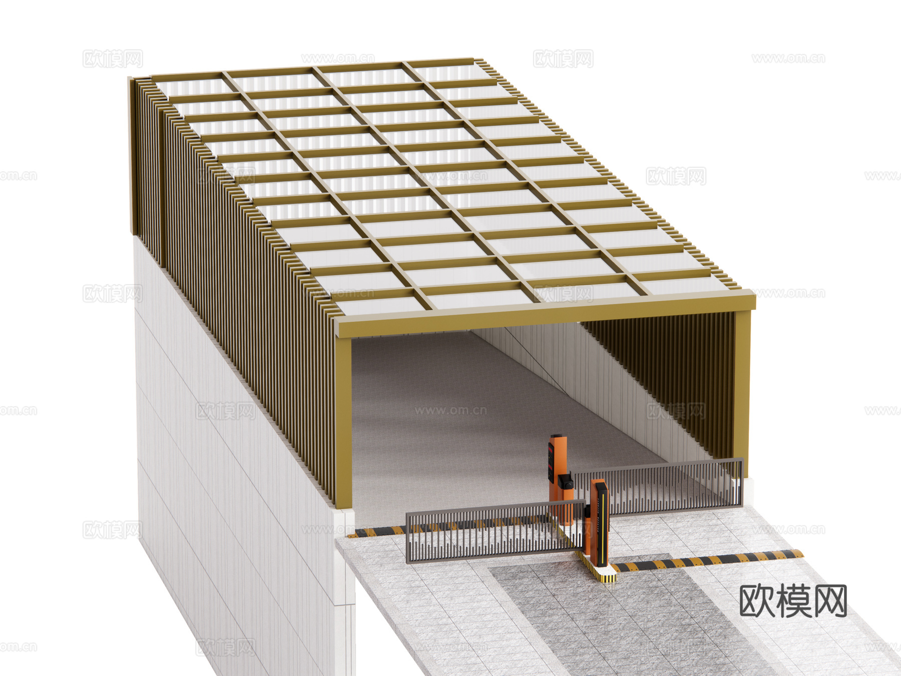 现代地下停车场出人口su模型