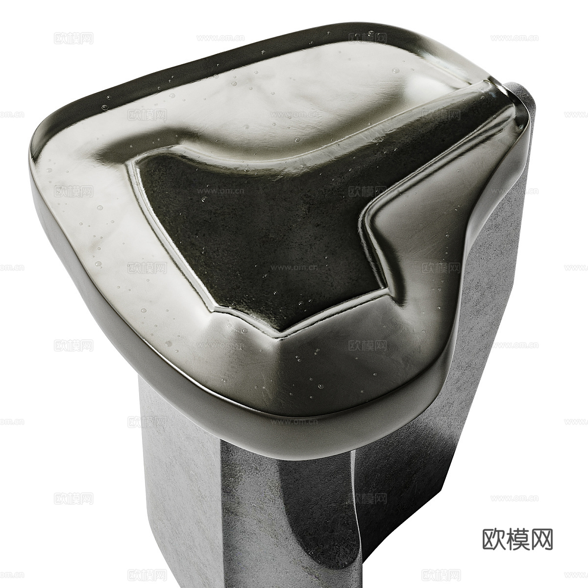 现代意式轻奢石材亚克力异形边几3d模型