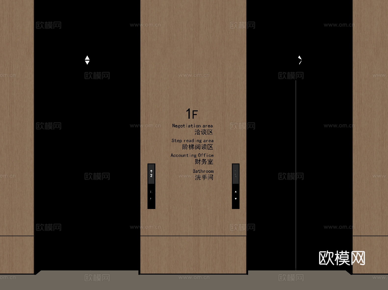 新中式 轻奢 电梯间 电梯轿厢su模型
