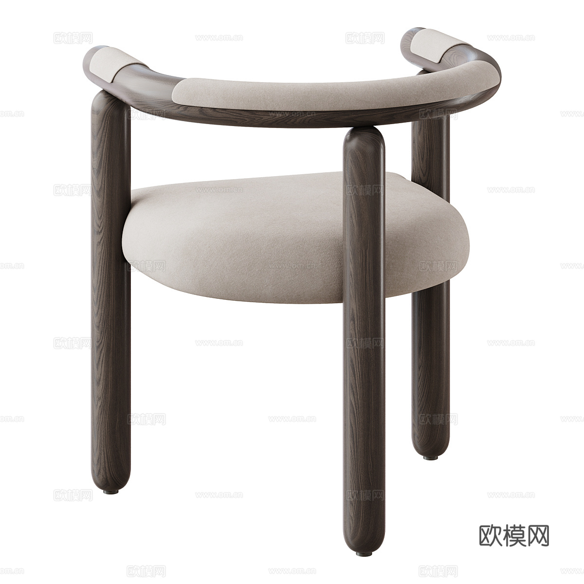 新中式侘寂木质单椅3d模型