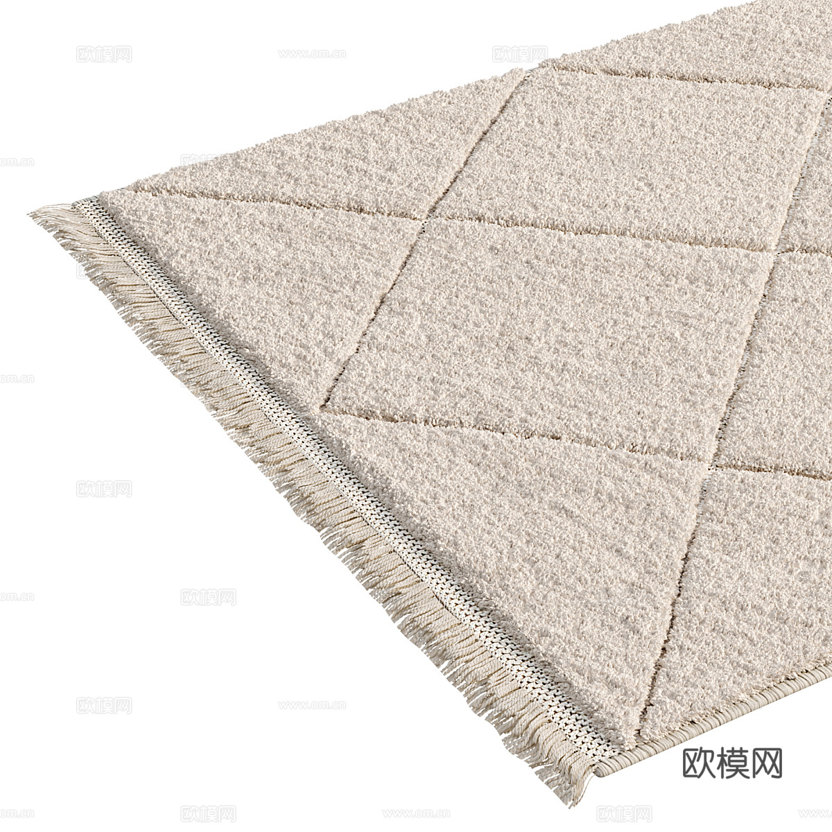 现代奶油风羊毛布艺地毯3d模型