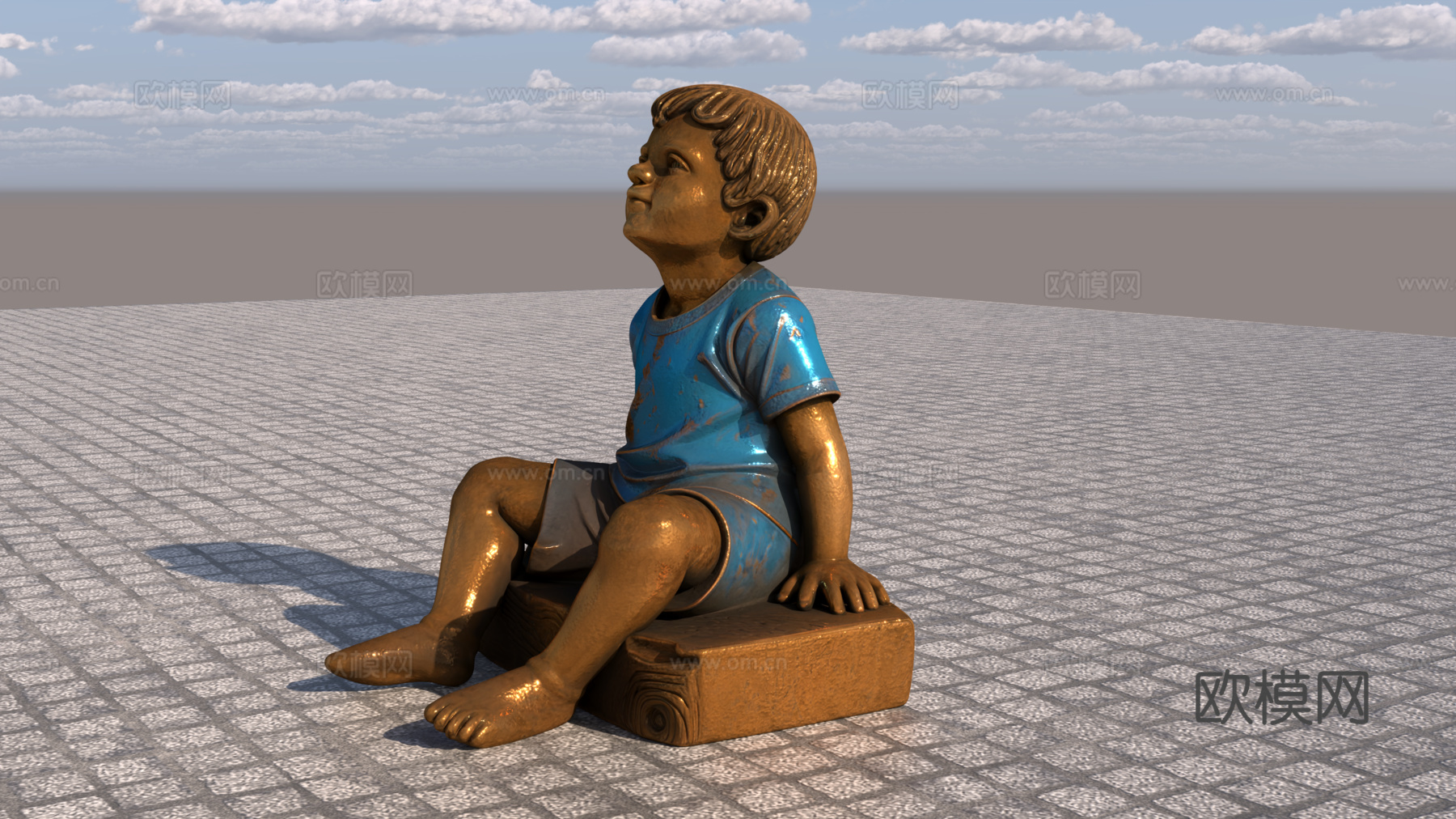 小孩铜像3d模型