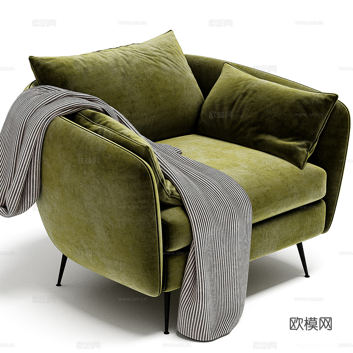 现代意式轻奢布艺扶手椅3d模型