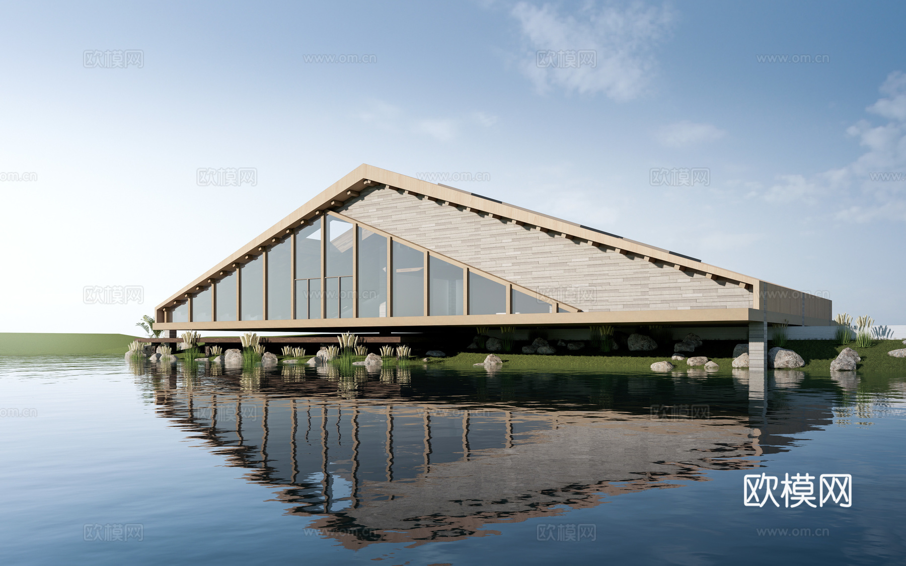 现代木屋建筑 木屋民宿 游客中心建筑 驿站建筑su模型