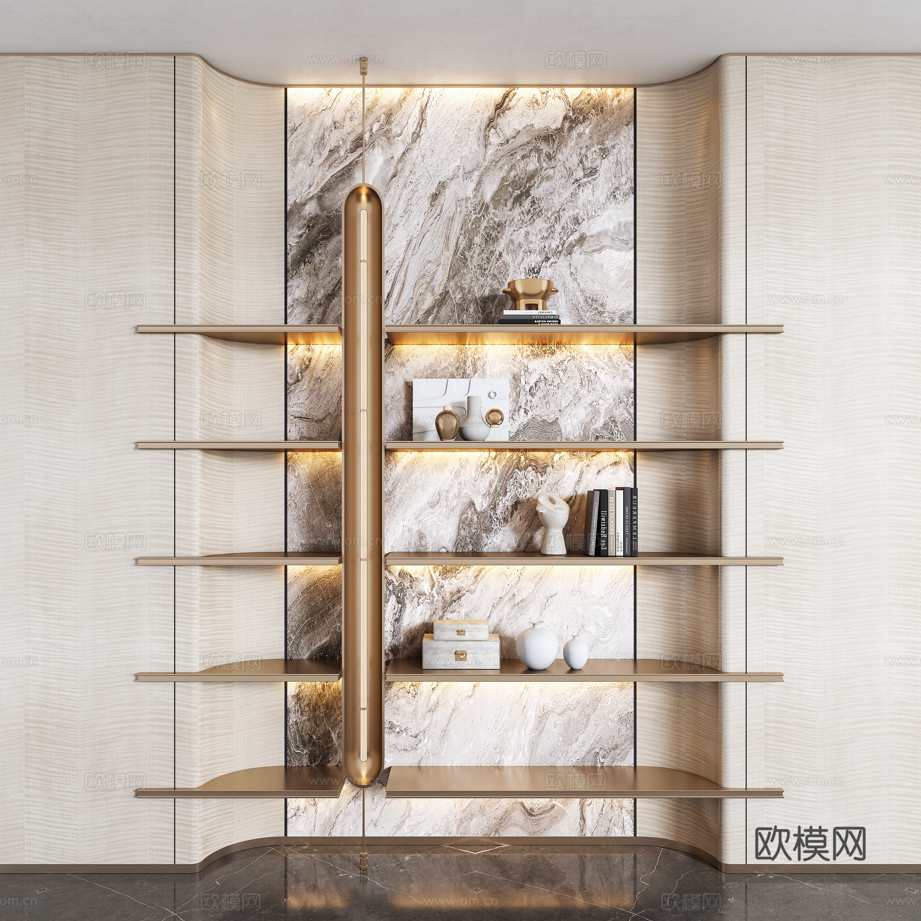 现代意式轻奢置物架3d模型