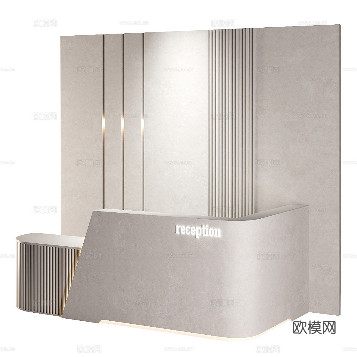 现代极简公司前台 接待台3d模型