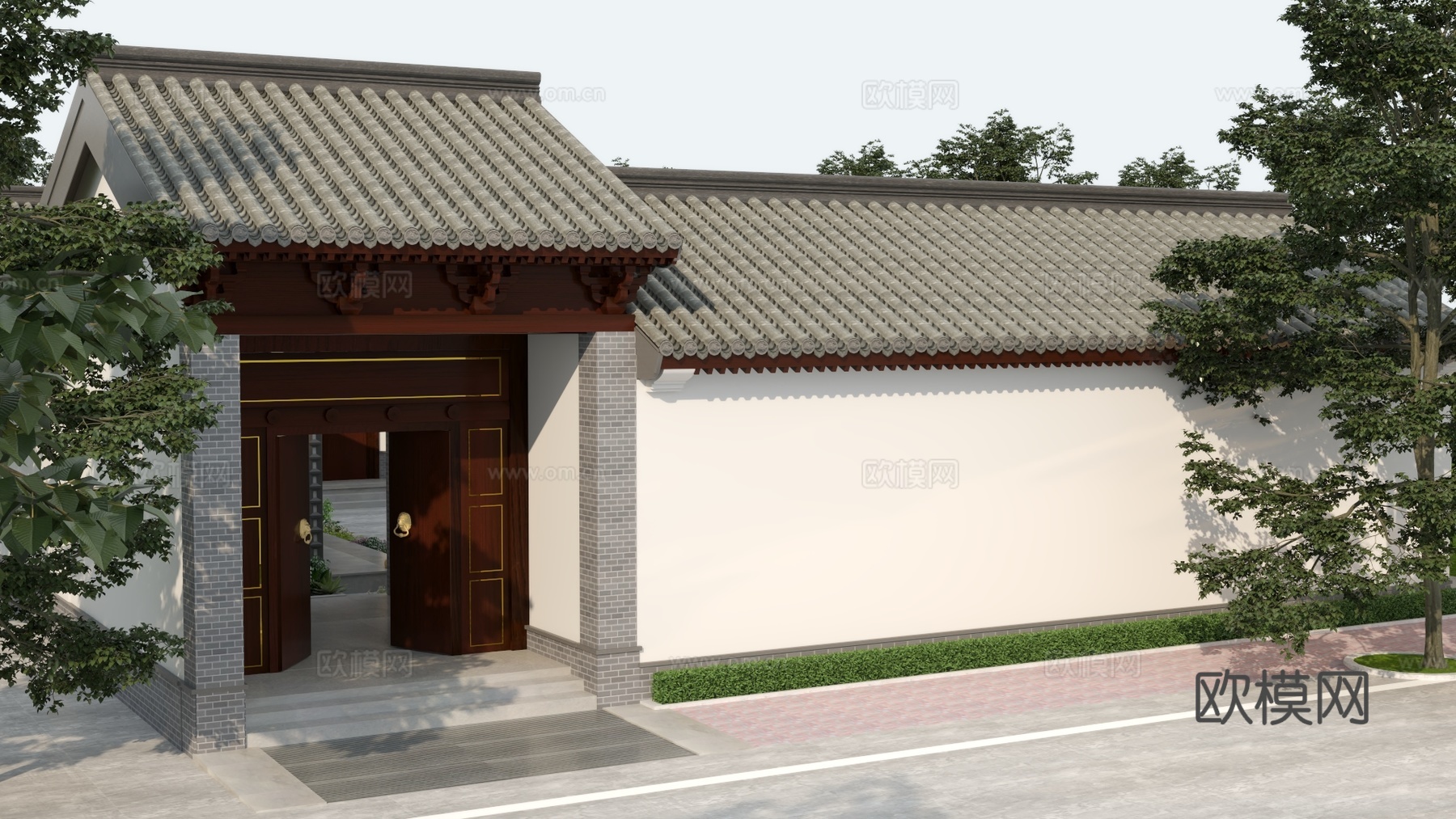 新中式庭院四合院设计3d模型