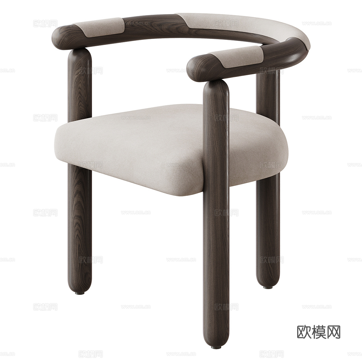 新中式侘寂木质单椅3d模型