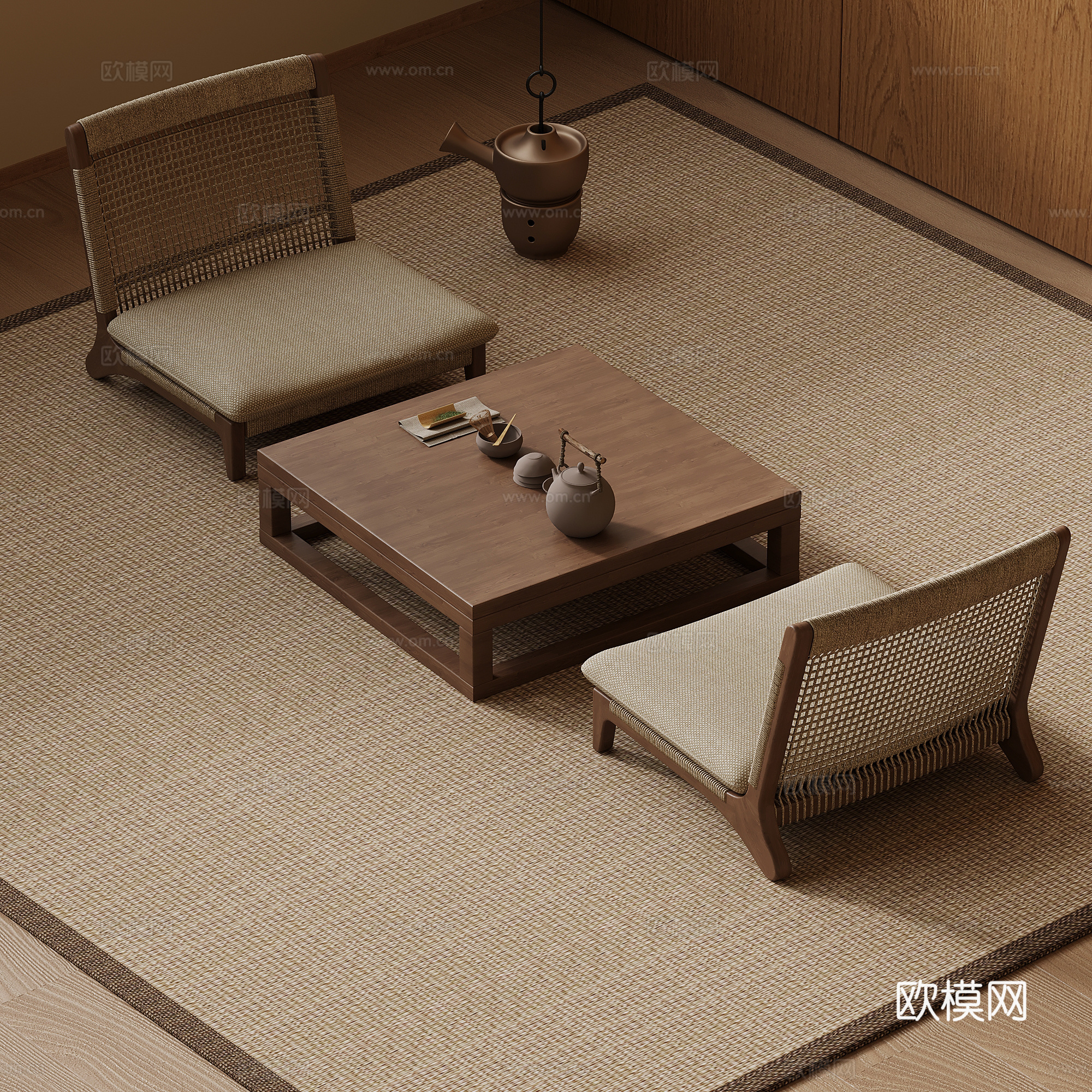 08新中式茶桌椅 茶台3d模型