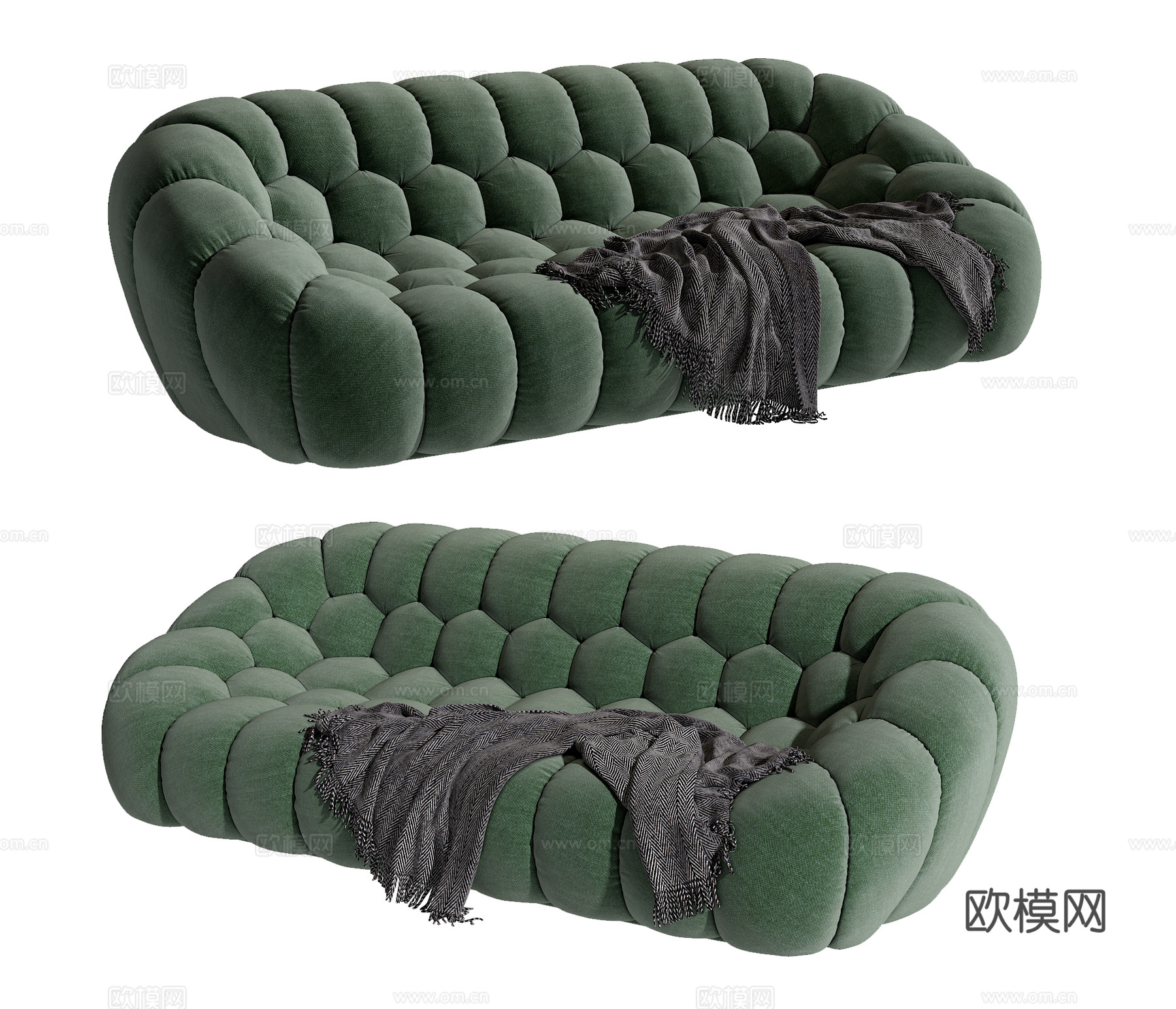 现代双人沙发su模型下载（渲染图1）
