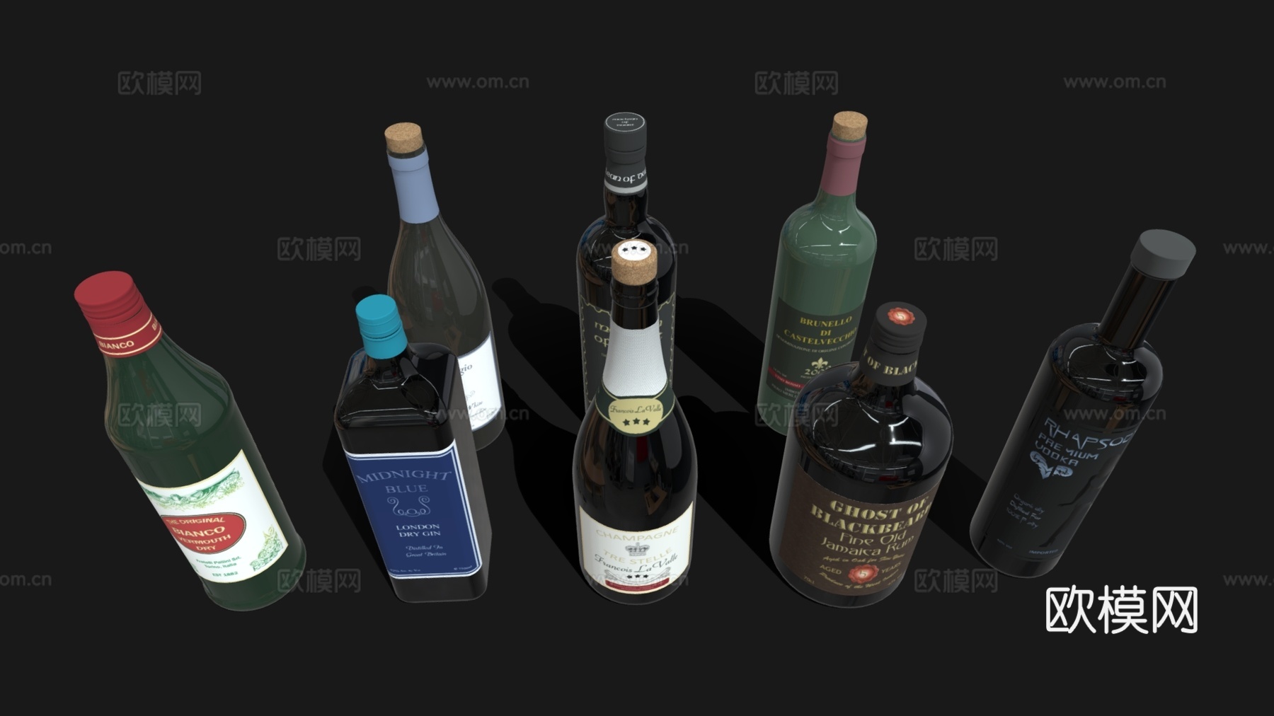 酒具 酒瓶 红酒 洋酒su模型