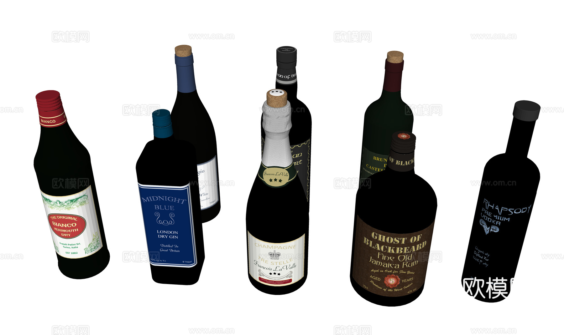 酒具 酒瓶 红酒 洋酒su模型