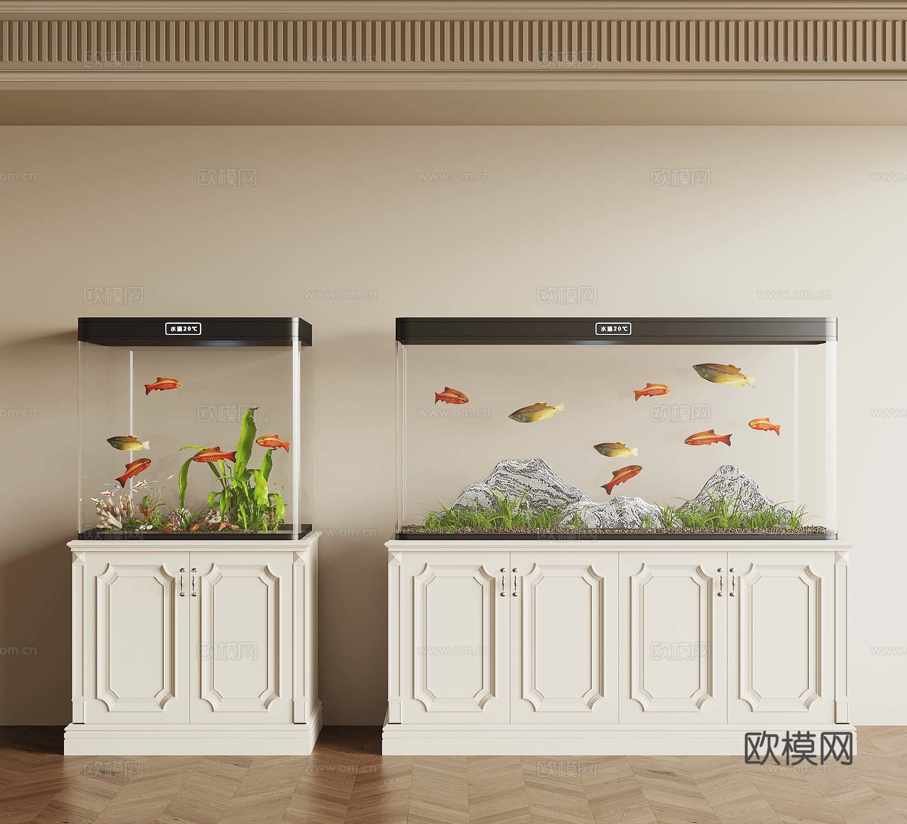 12法式奶油风鱼缸3d模型