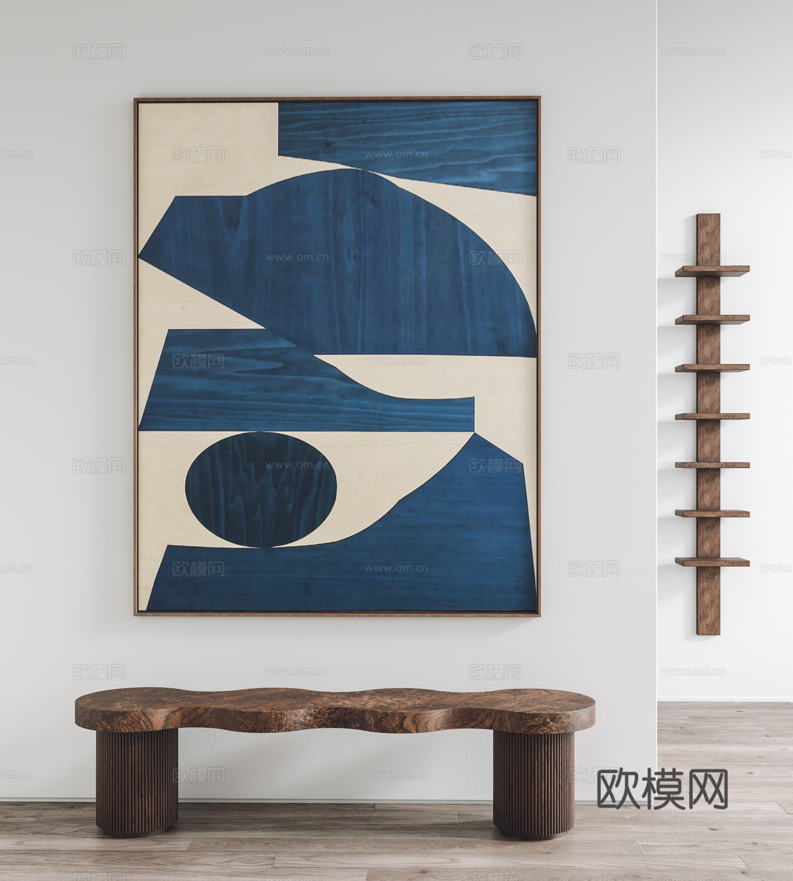 现代挂画 装饰画 凳子3d模型
