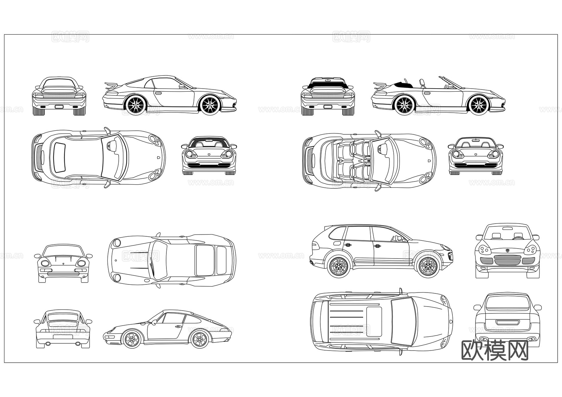 保时捷跑车 保时捷轿车 保时捷SUV 保时捷赛车 保时捷敞篷cad施工图