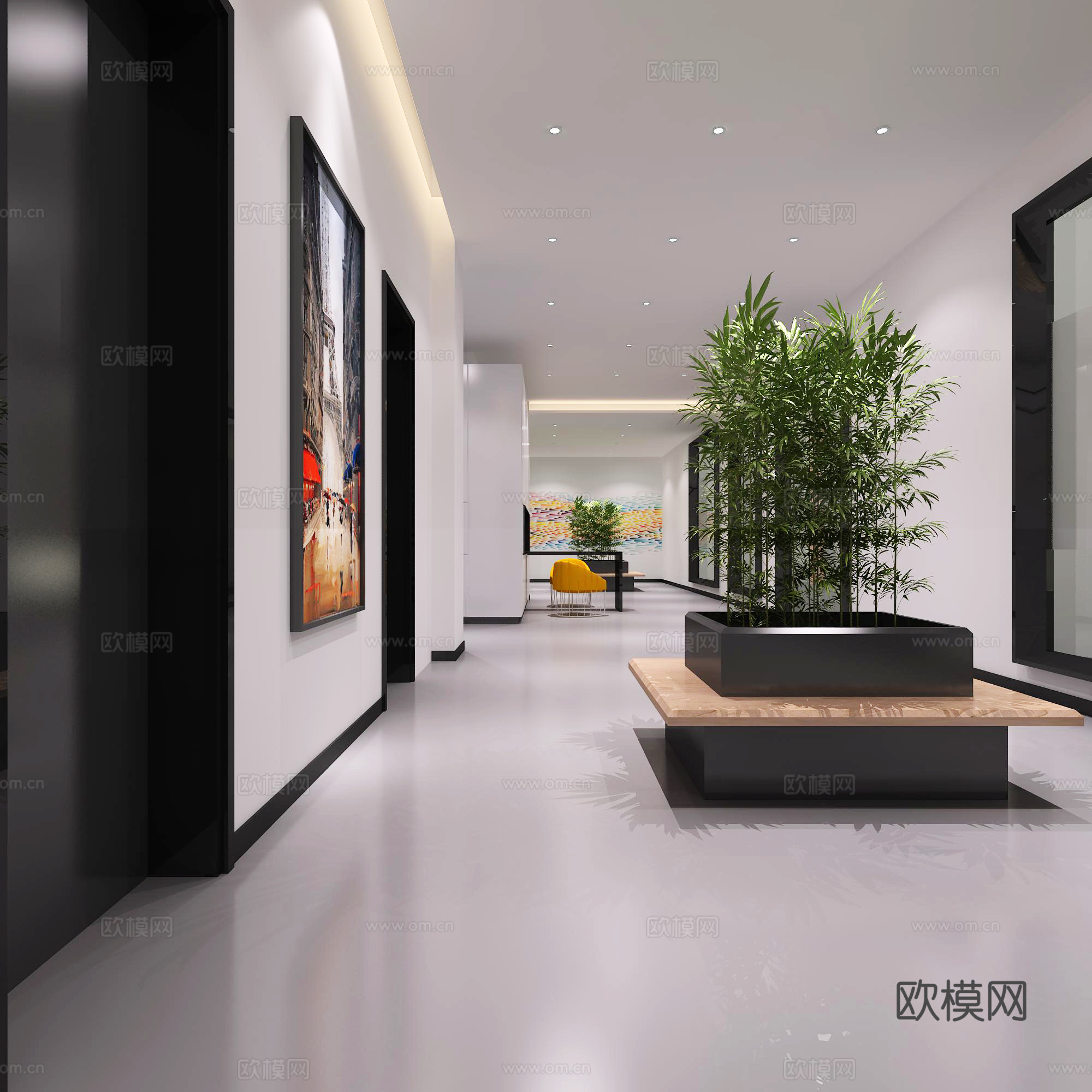 现代办公休息区3d模型