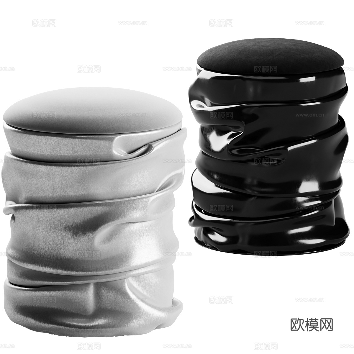 现代极简桶形坐墩3d模型