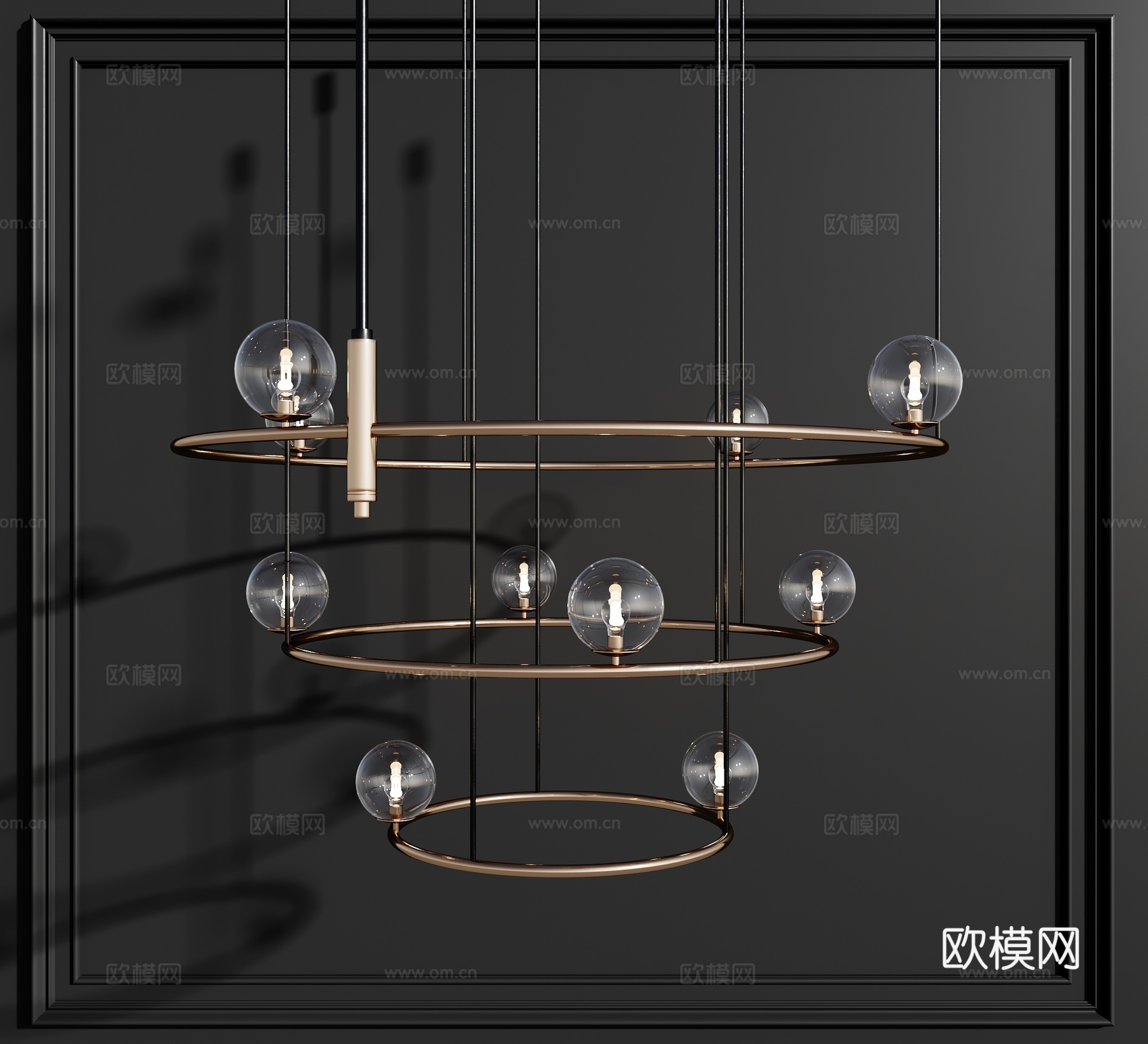 现代吊灯圆形吊灯灯泡金属吊灯3d模型