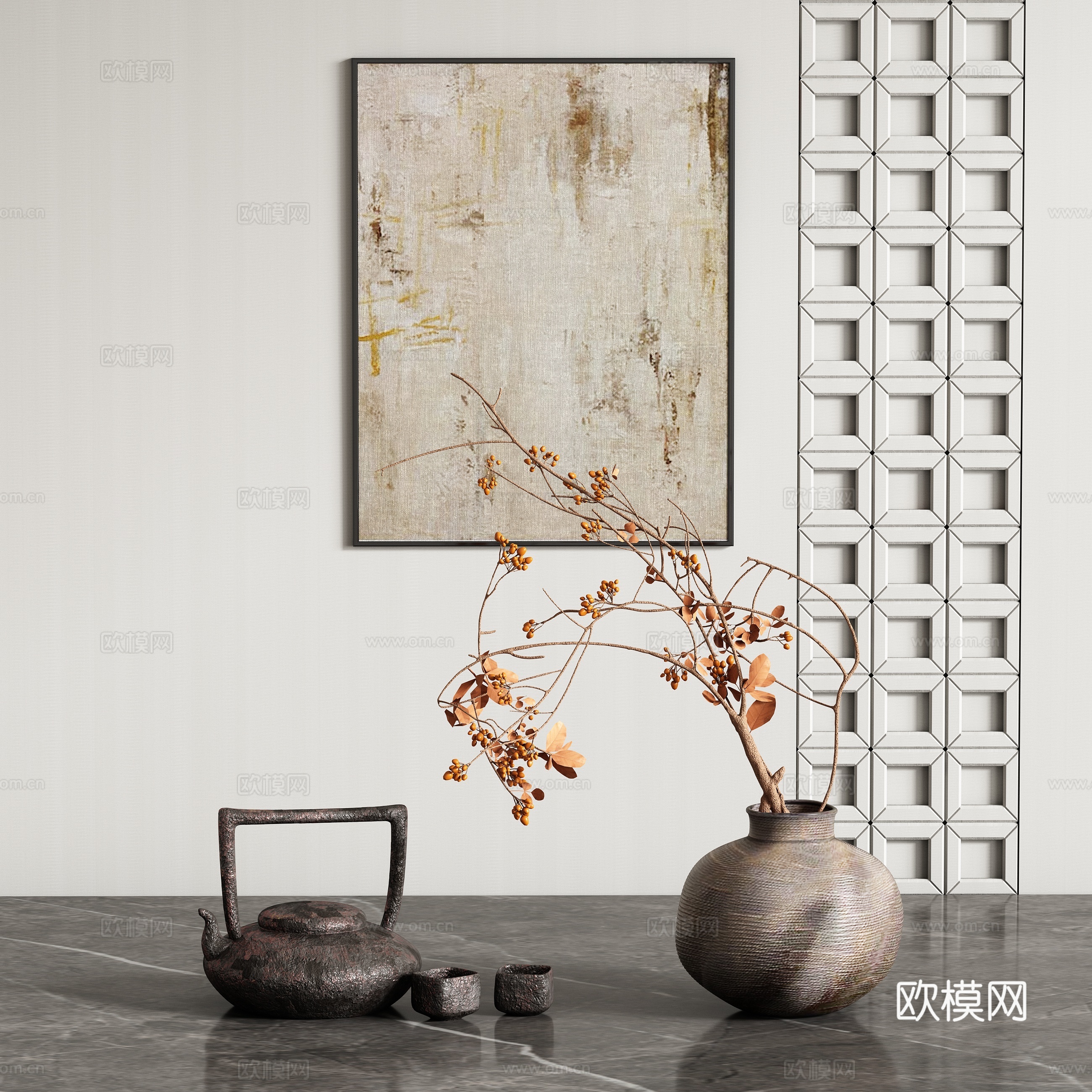 中古风饰品摆件组合su模型