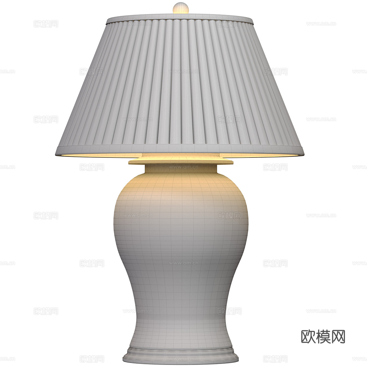 新中式轻奢青花瓷装饰台灯3d模型