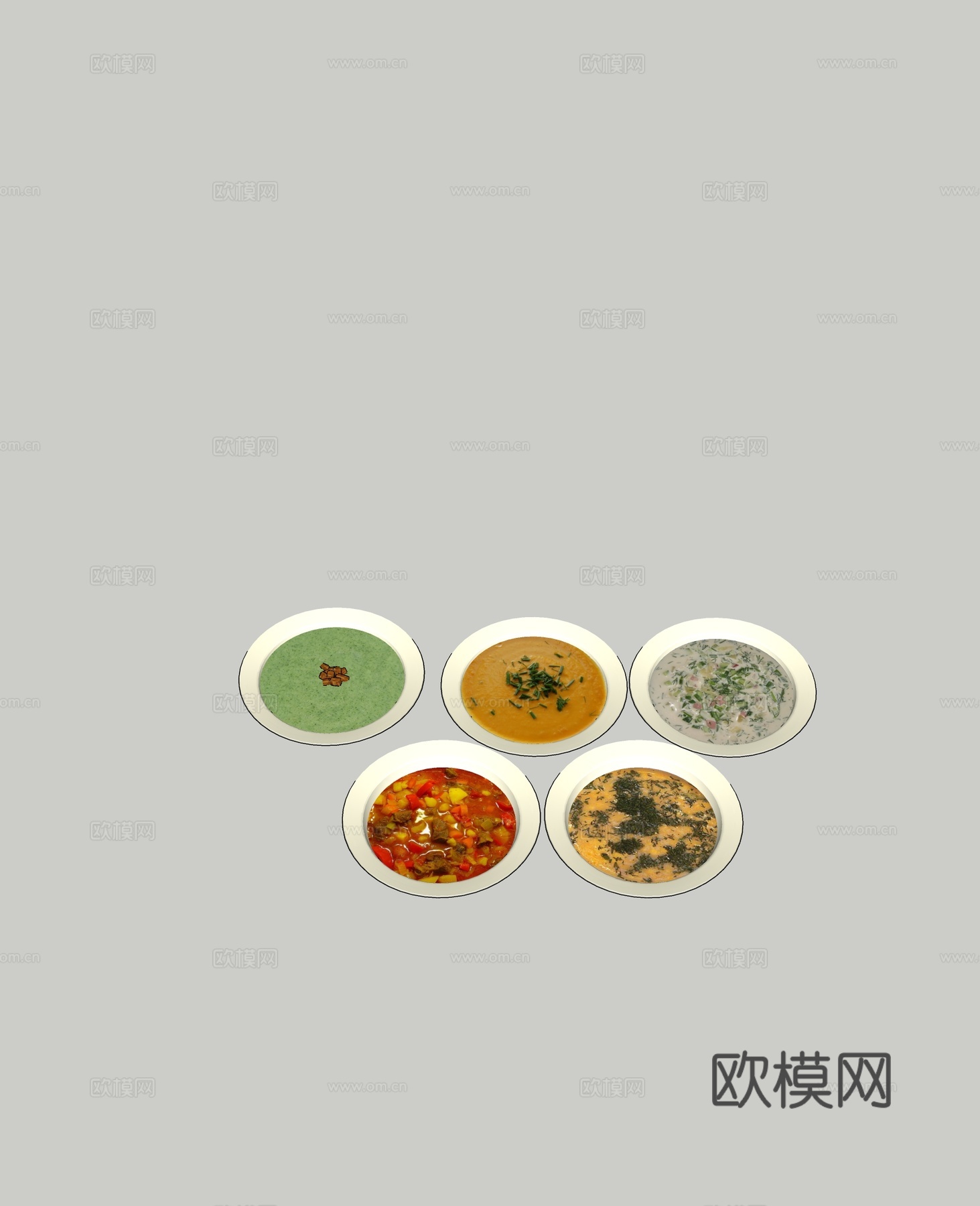 现代西红柿汤紫菜汤免费su模型下载