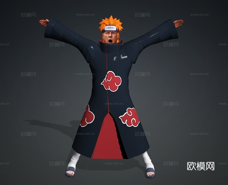 《火影忍者》川普版天道佩恩 搞笑人物 塌陷模型，特朗普3d模型