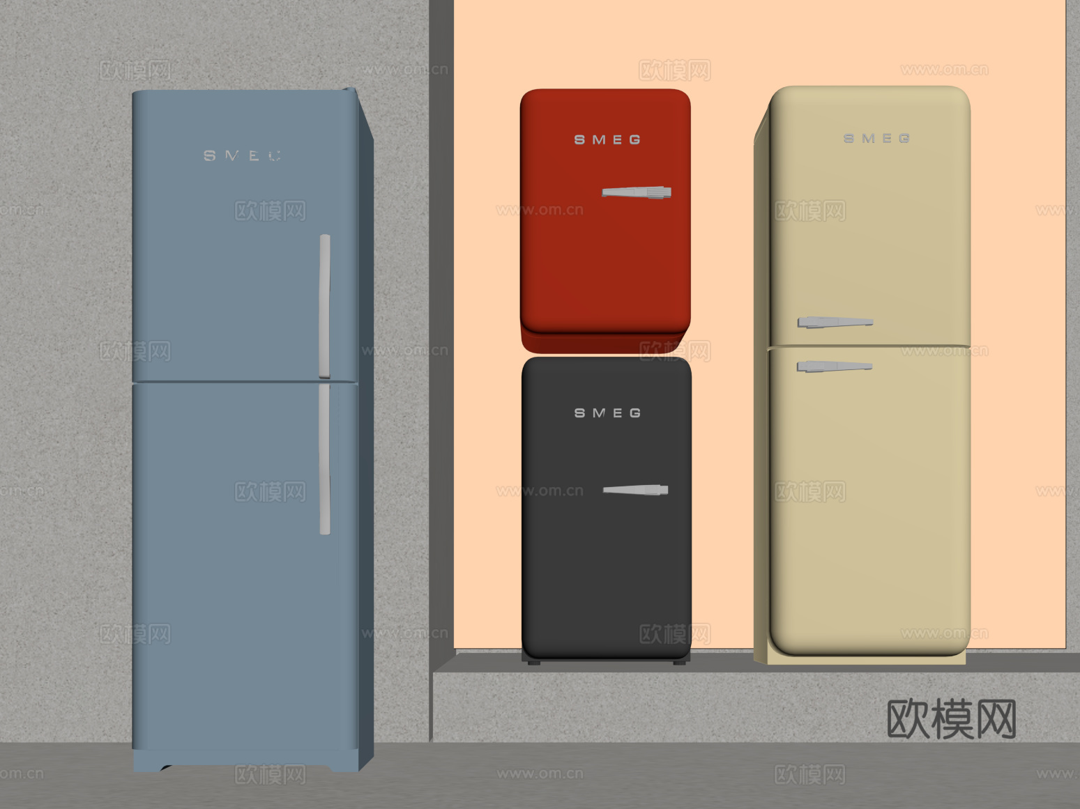 19冰箱 双开门冰箱 迷你冰箱su模型