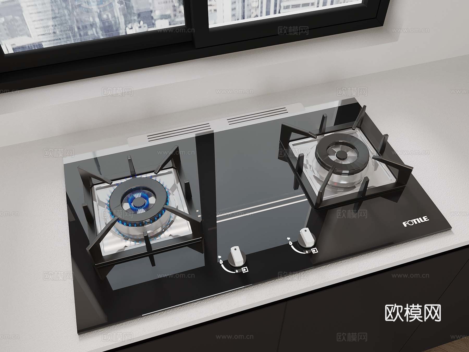 04现代灶台 灶具 燃气灶3d模型