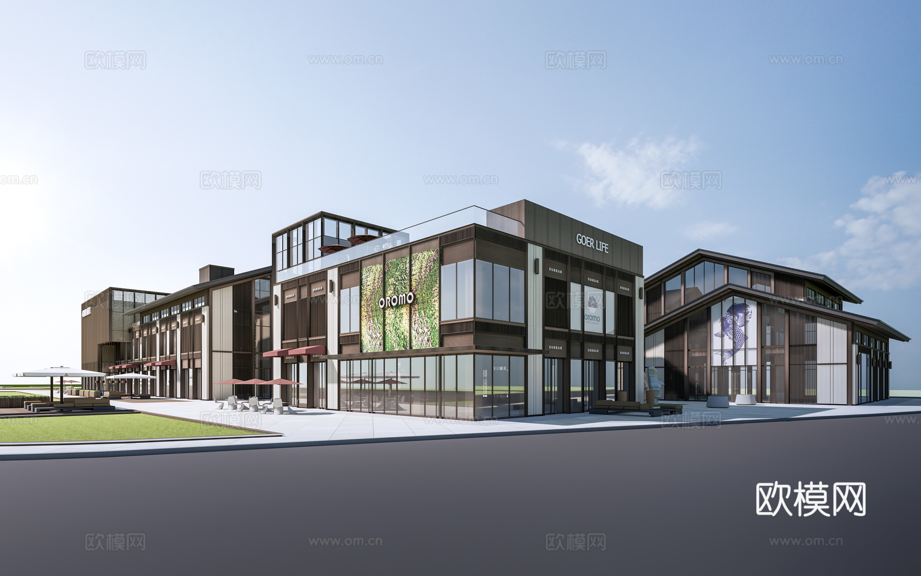 现代商业街建筑 商铺建筑 沿街商铺 商店建筑su模型