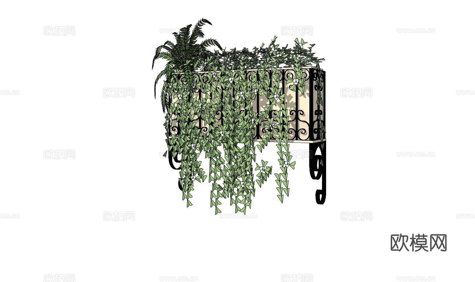 欧式铁艺花钵su模型下载