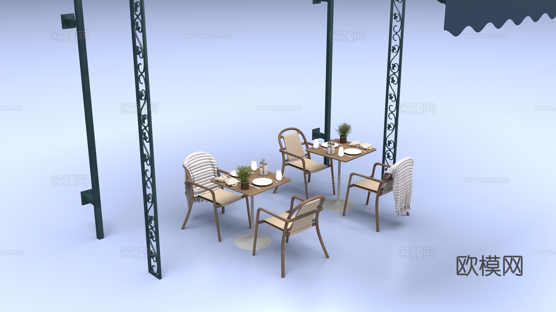 户外咖啡桌椅3d模型