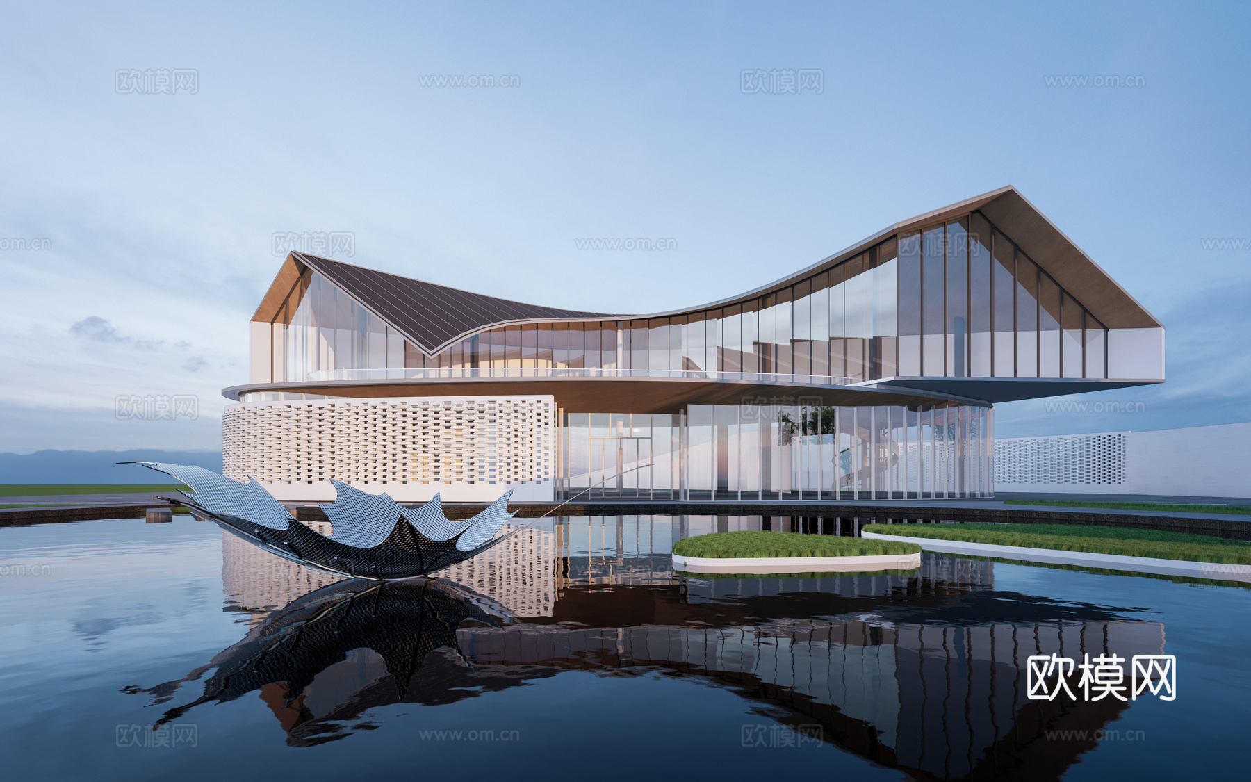 现代售楼部建筑 文化馆建筑 公共建筑 展览馆建筑su模型