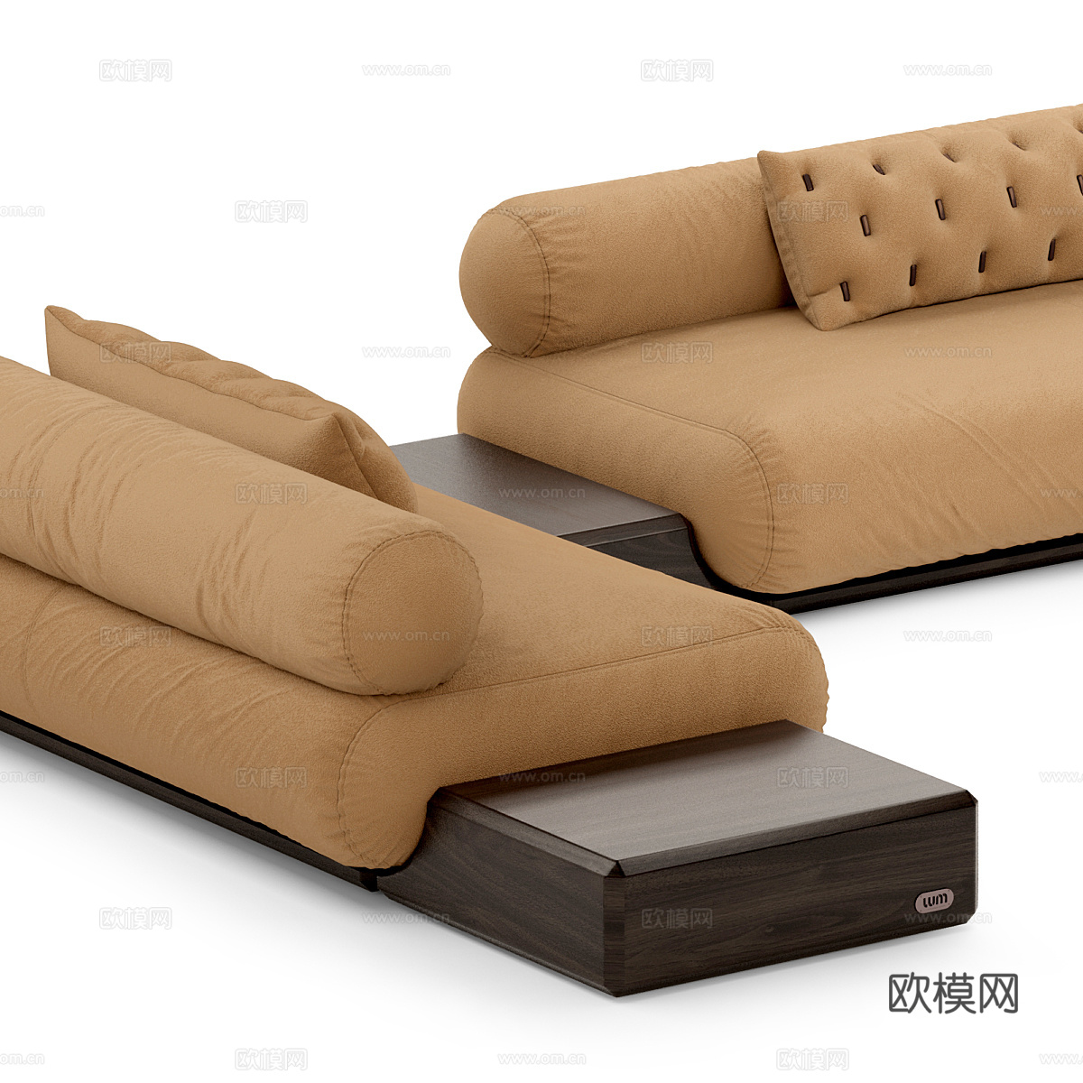 现代意式奶油风布艺组合沙发3d模型