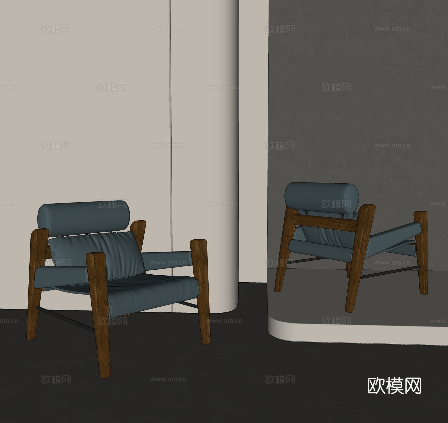 复古风椅子 中古风椅子 侘寂风休闲椅su模型