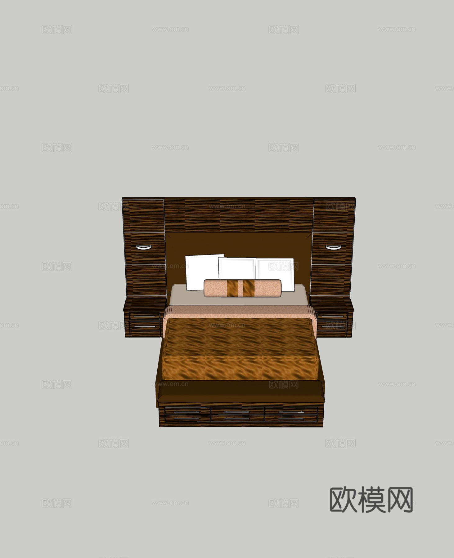 现代双人床免费su模型下载