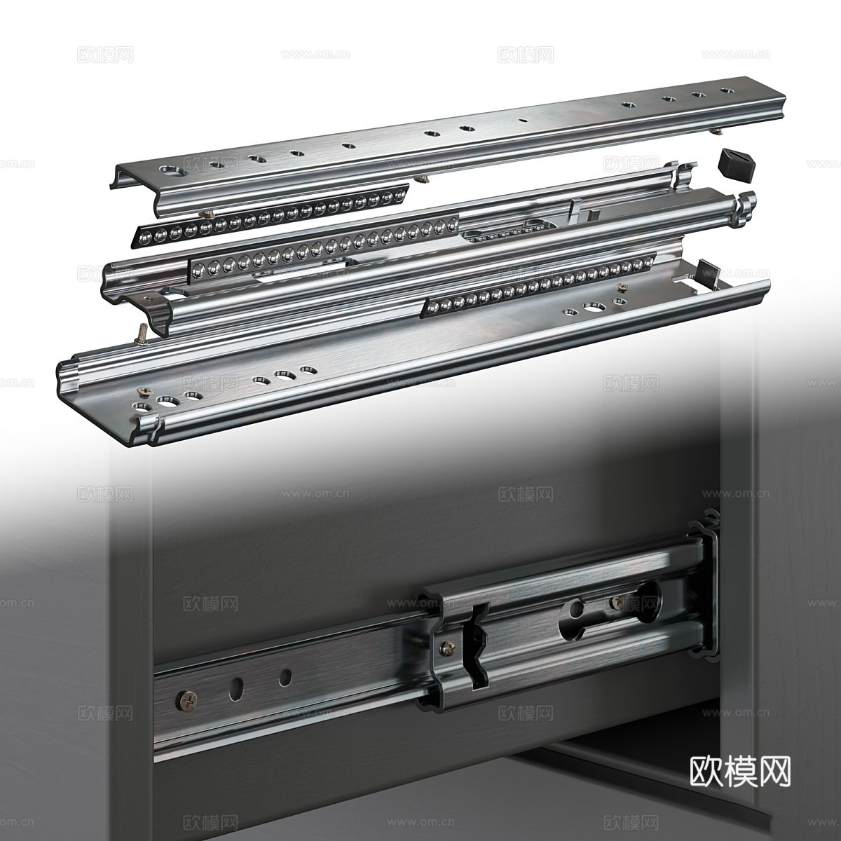家具滚珠导轨 铰链3d模型